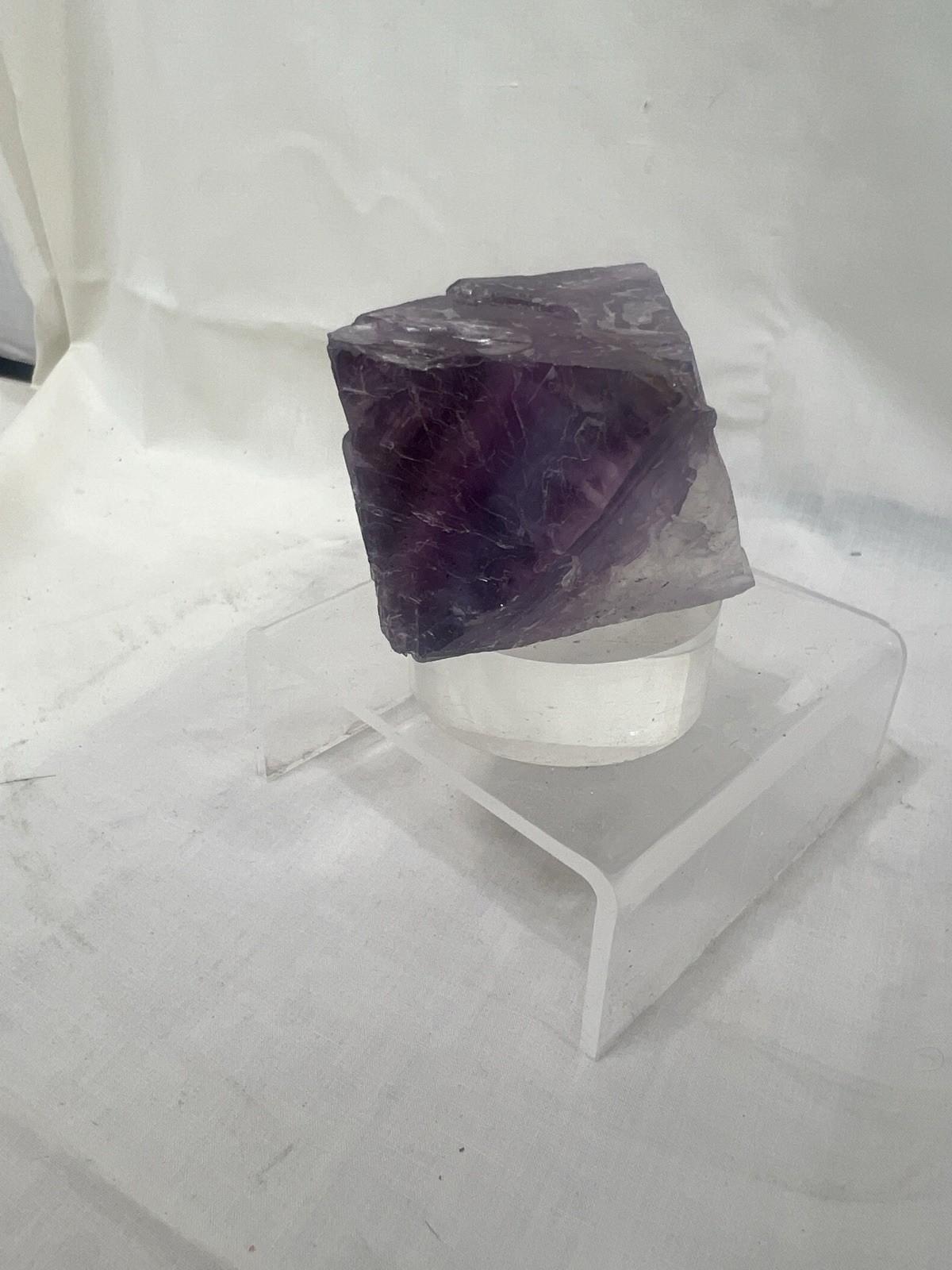Natural Purple Fluorite Octahedron Quartz Crystal Point Healing – 282g RARE