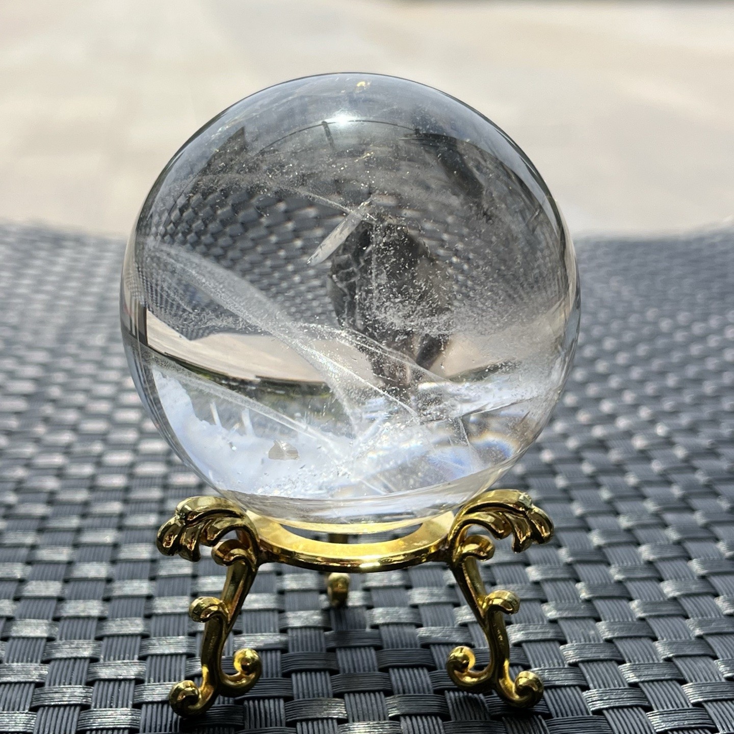 Natural Transparent Clear Quartz Sphere Big Rainbow Flash Crystal Specimen