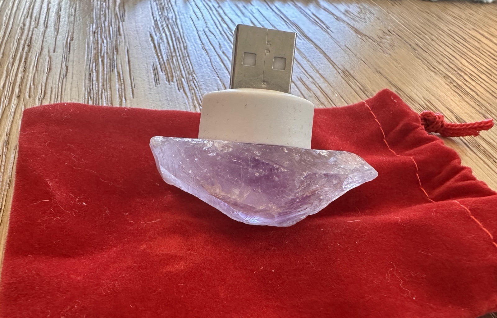 Light Raw Gemstone Crystal Stone USB Illuminated Home Purple Amethyst Gift
