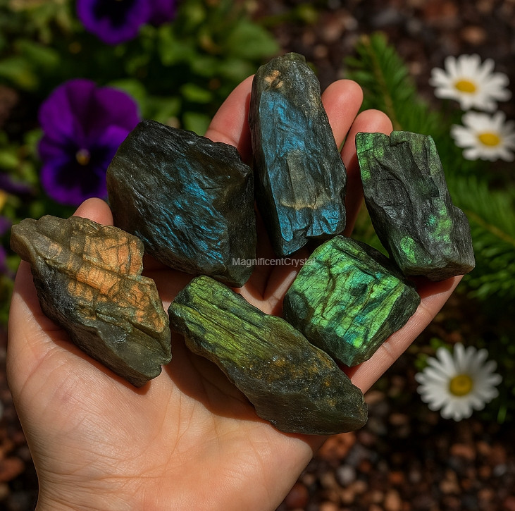 5PCS Rough Labradorite Chunk Raw Gemstone Mineral Specimens Art Healing Decor