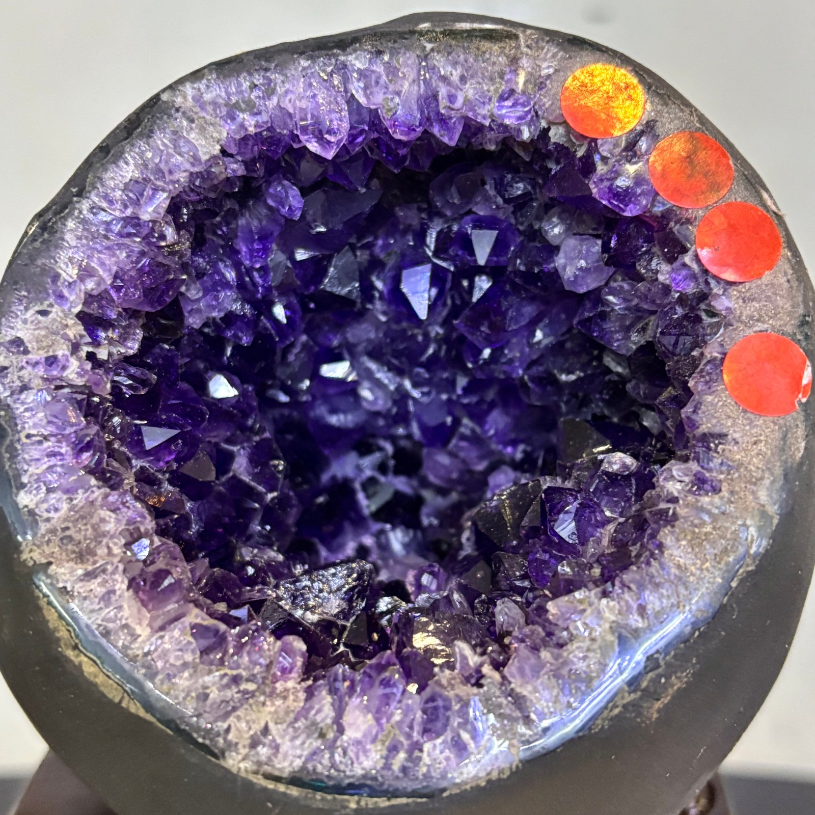 5.2LB Natural uruguay amethyst geode quartz money bag crystal +stand