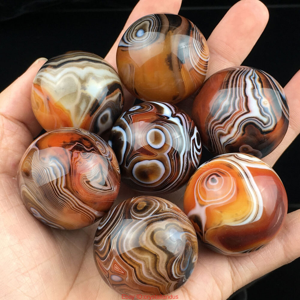 Polished Natural Silk agate ball Quartz Crystal Sphere Ball Healing Stone 30MM