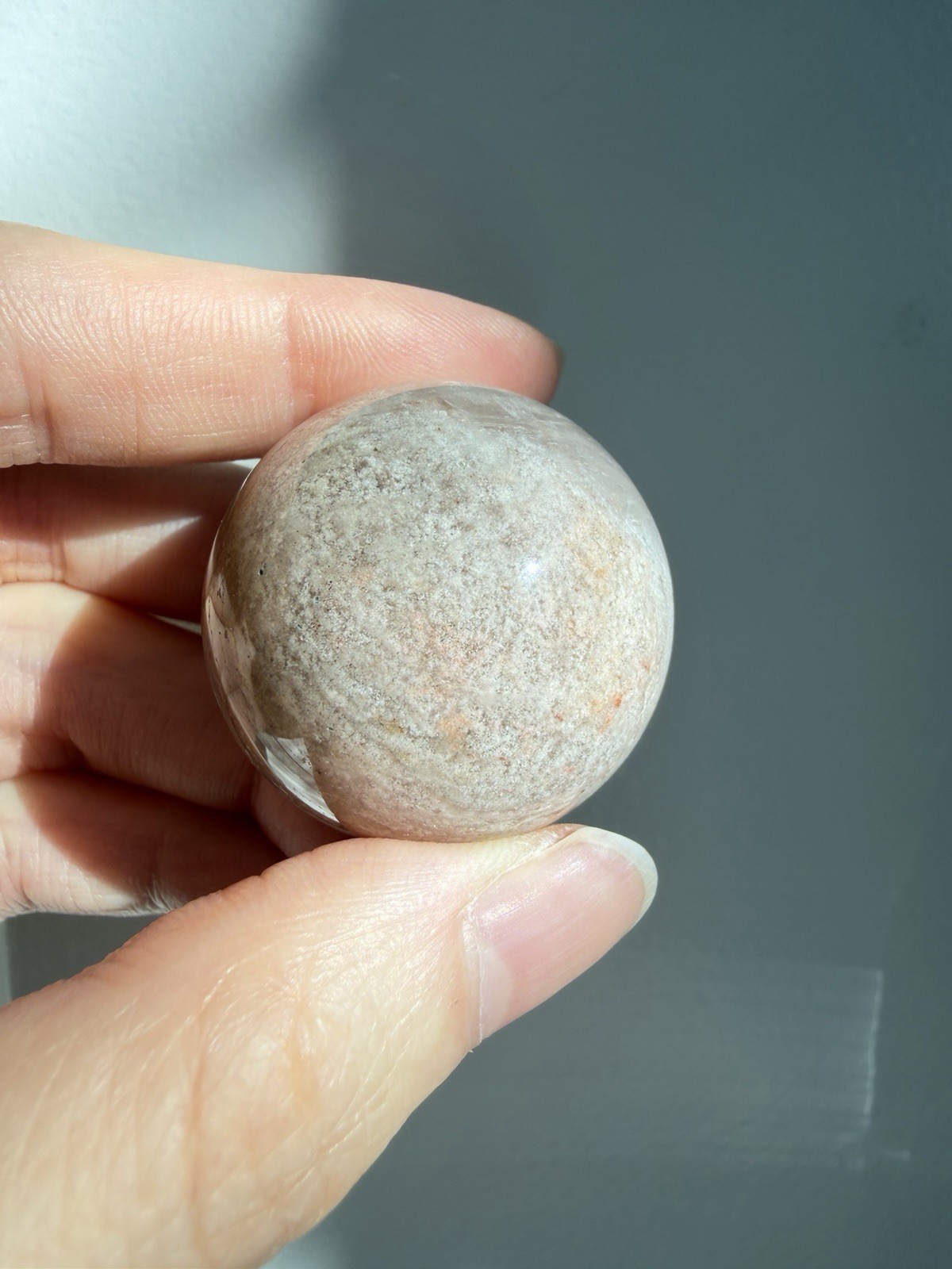 Beige Pink Toned Thousand Layer Lodolite Garden Inclusion Sphere 32mm