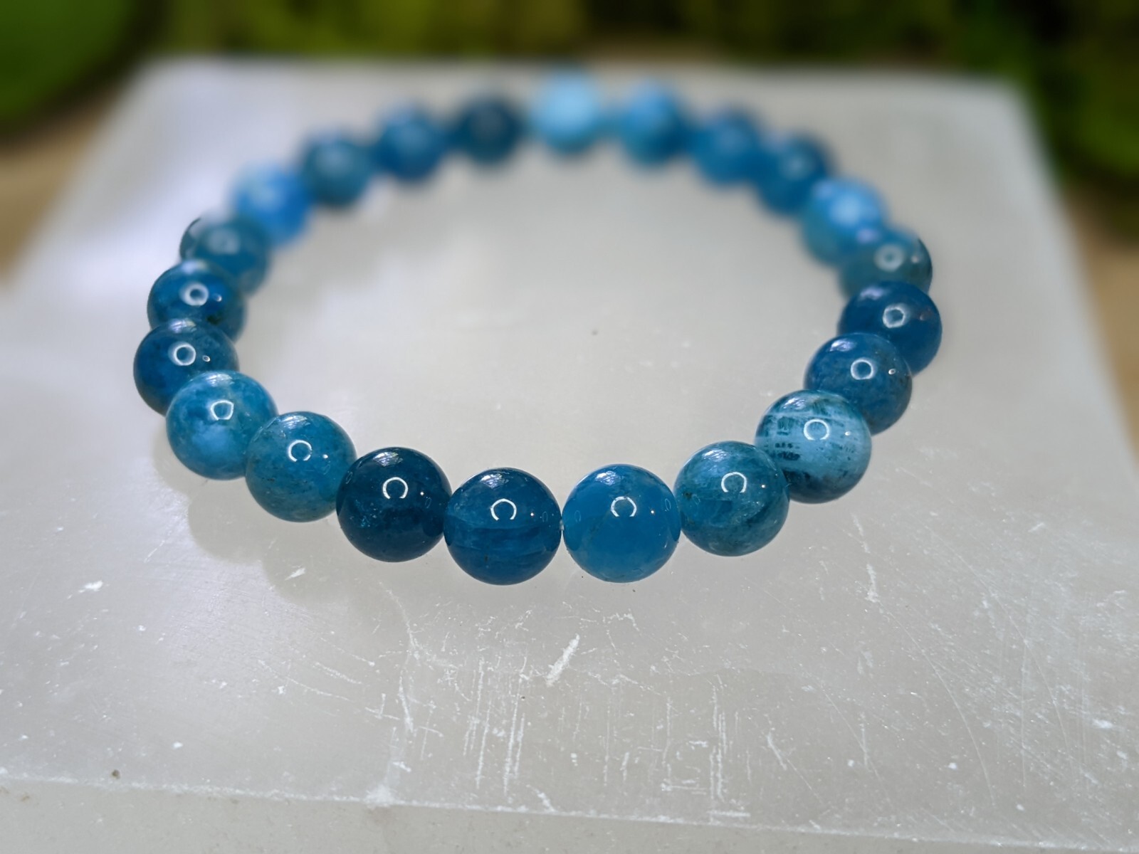Gemstone Bracelet 8mm Beads Stretchy Unisex Smooth Round Crystal Stackable Boho