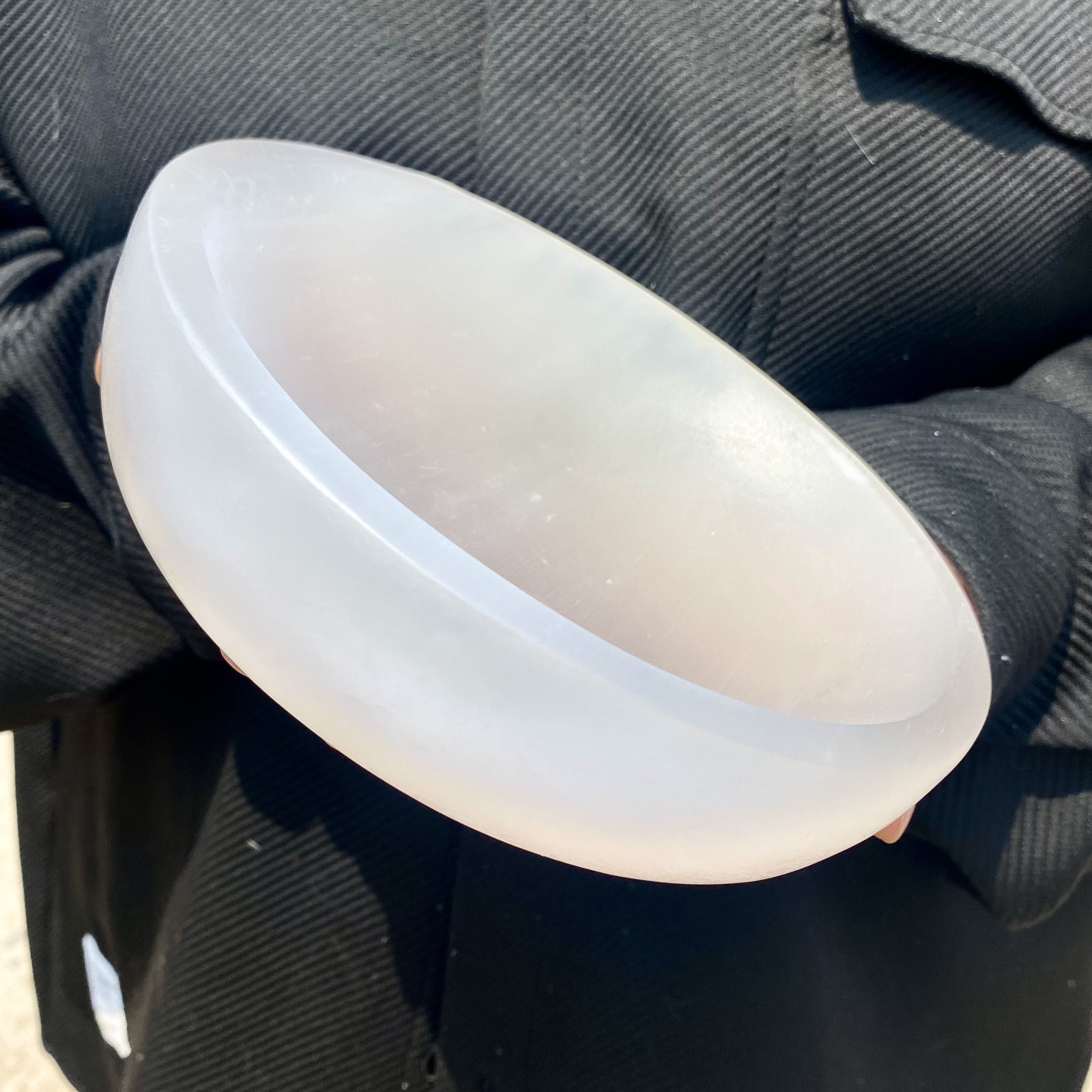 2.8LB Selenate crystal carved smooth polished circular plate for healing spiritu