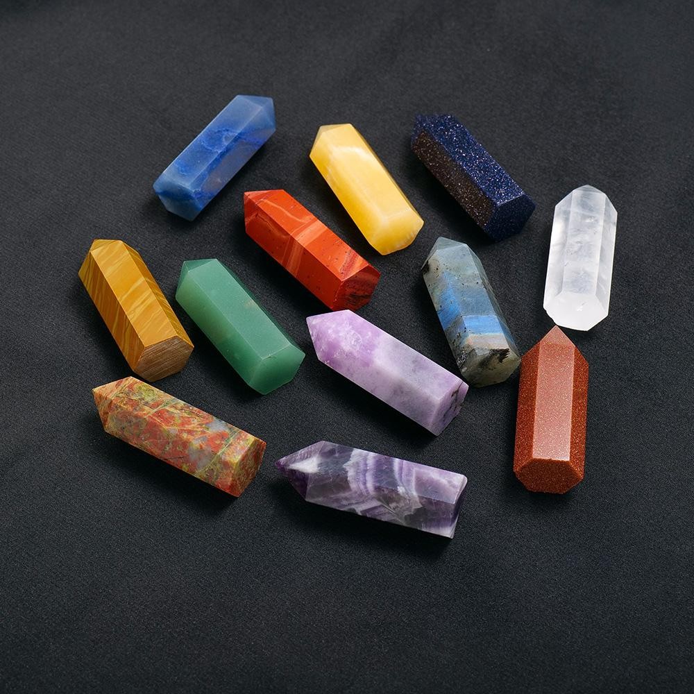 45mm Natural Crystal Point Wand 6 Faceted Prism Reiki Healing Chakra Stone