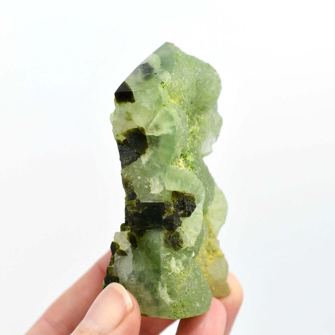 3in 147g Botryoidal Prehnite Epidote Crystal Tower, Namibia