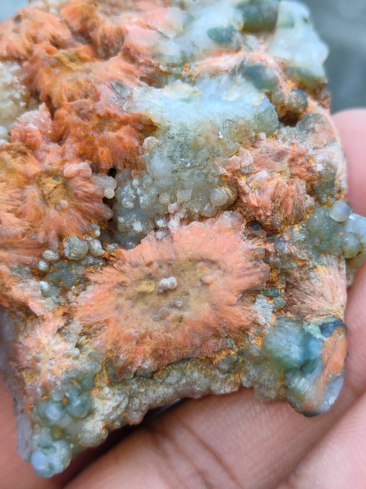 Sun flower with Chalcedony ( Red Scolecite Flower with Chalcedony