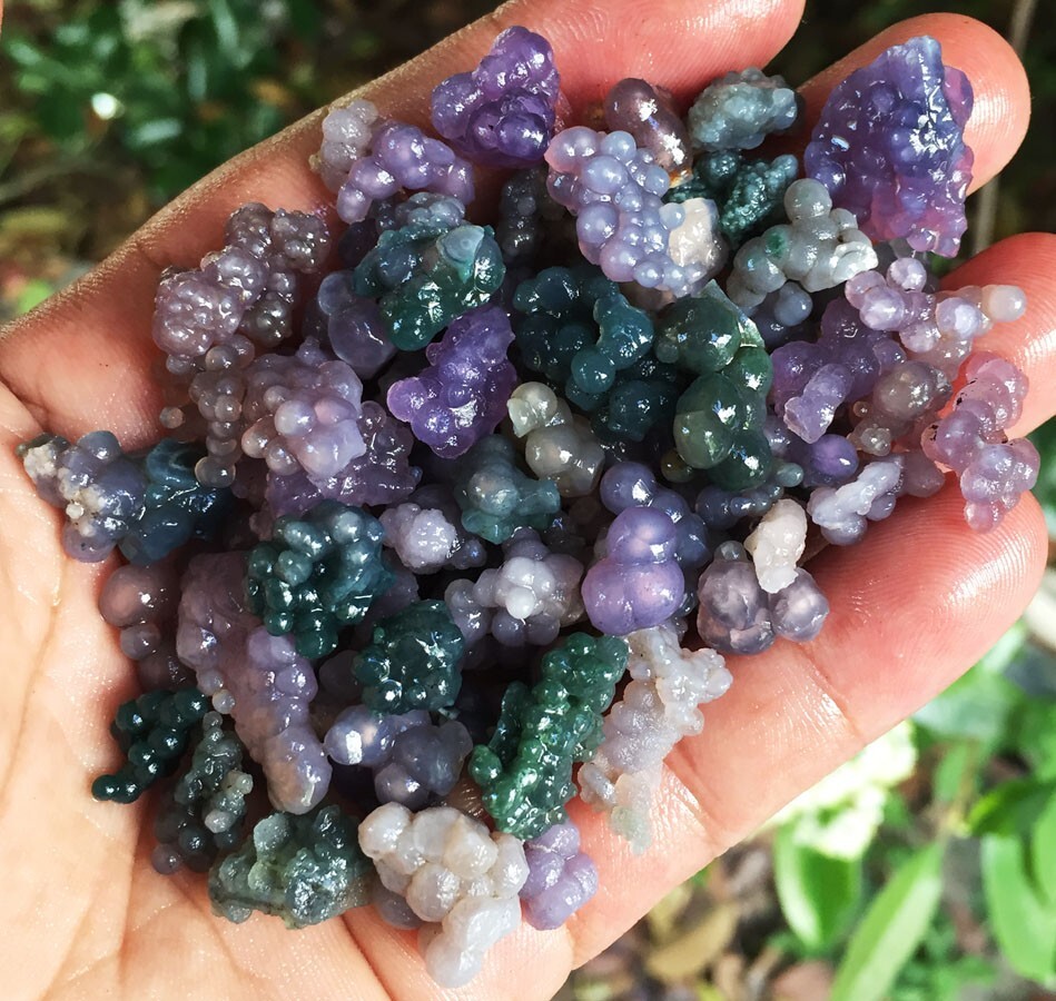 100g 50-90Natural Botryoidal Chalcedony Starlight Purple Grape Agate Grain ag100