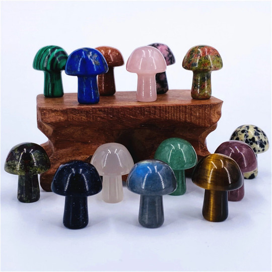 25pcs Mini Crystal Mushrooms Agate Stones Natural Quartz Crystal Healing
