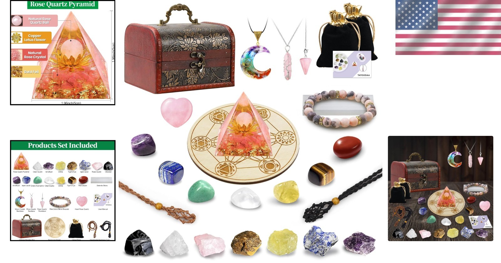 28-Piece Natural Crystal Healing Set – Selenite, Chakra Stones & Gifts for Women