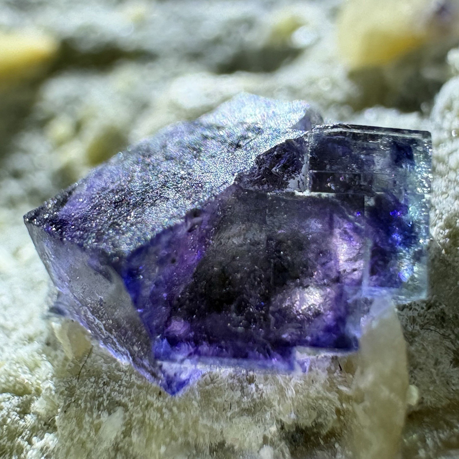Natural Phantom Fluorite w/ Golden Mica Raw Mineral Rare Specimen Inner Mongolia
