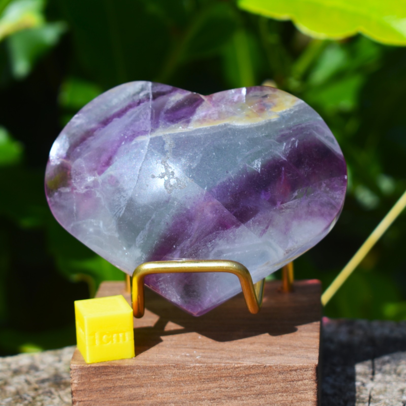 Natural Rainbow Fluorite Crystal Heart Carving | Healing Stone Spiritual Gift