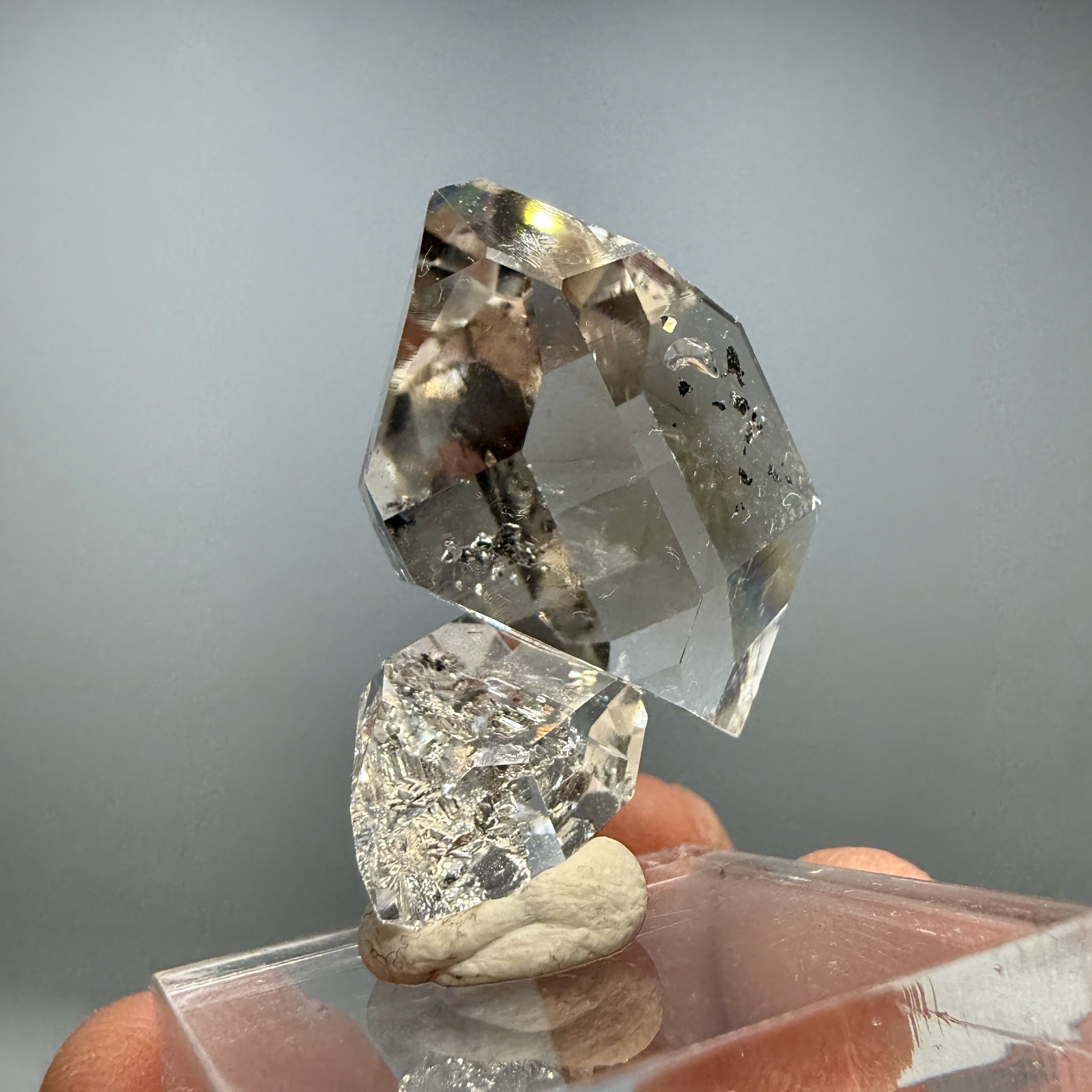 A+ Grade Herkimer Diamond Gem Cluster, Flawless Clarity, Minor Hydrocarbon