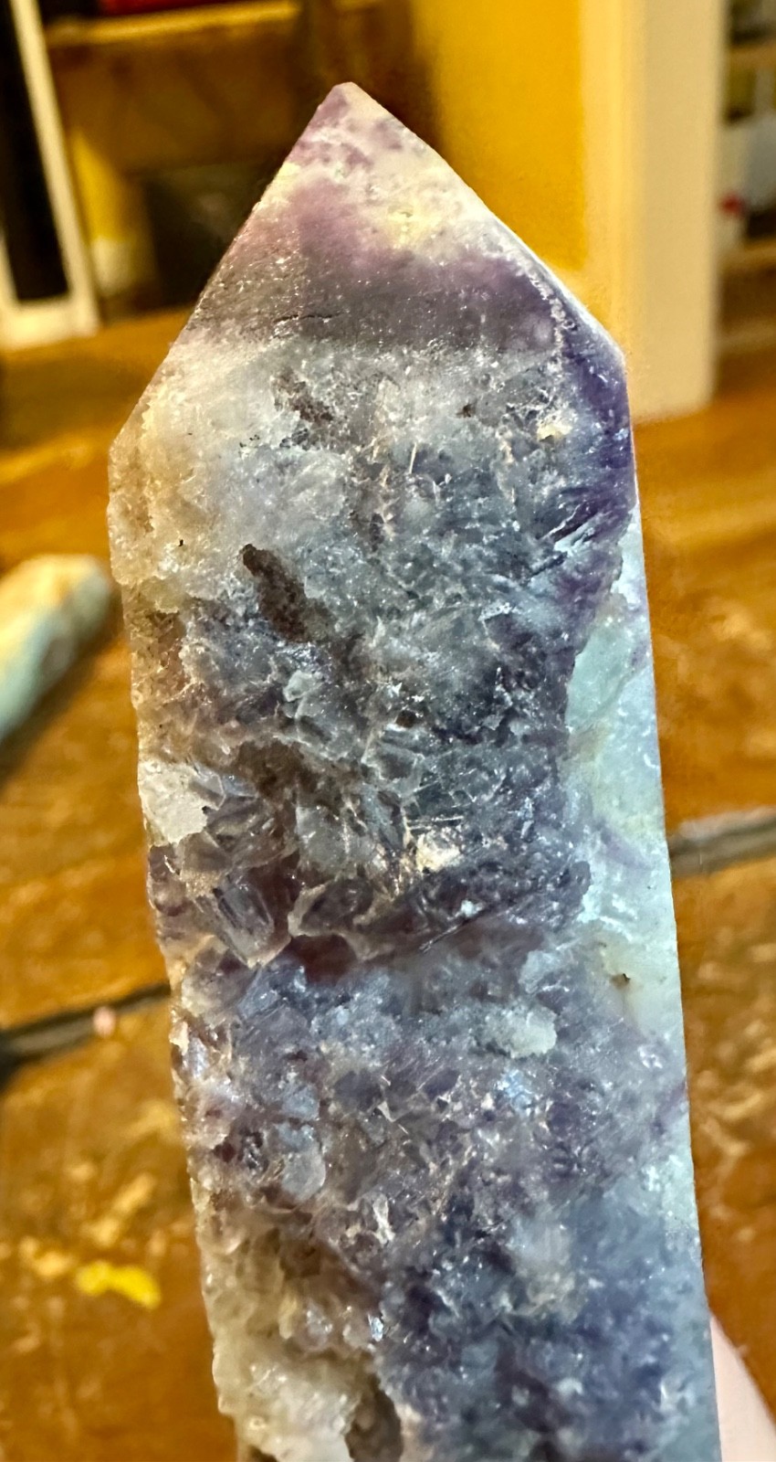 Purple fluorite crytal tower carving with banding Free shipping