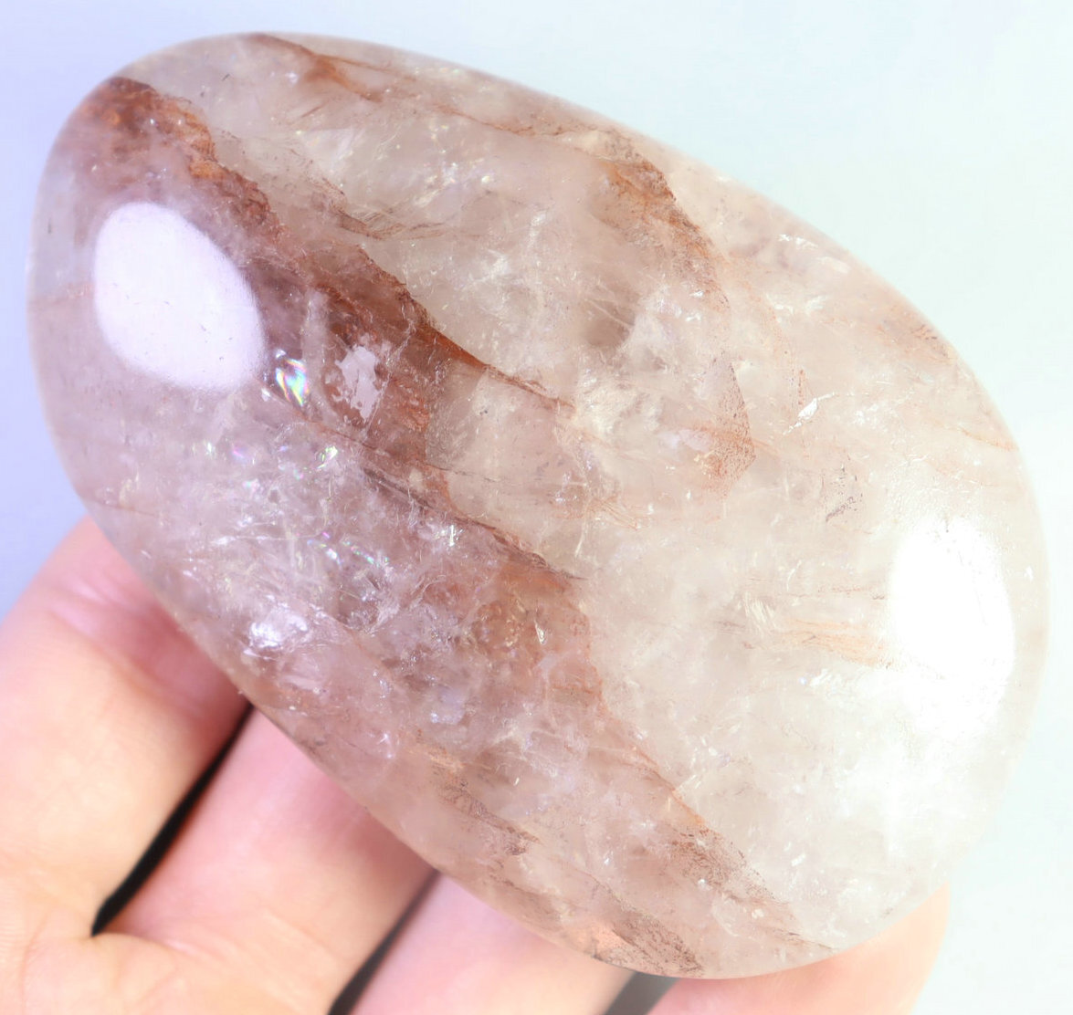 Natural Polished RED FIRE Hematoid Quartz Crystal Palm Stone Reiki Healing