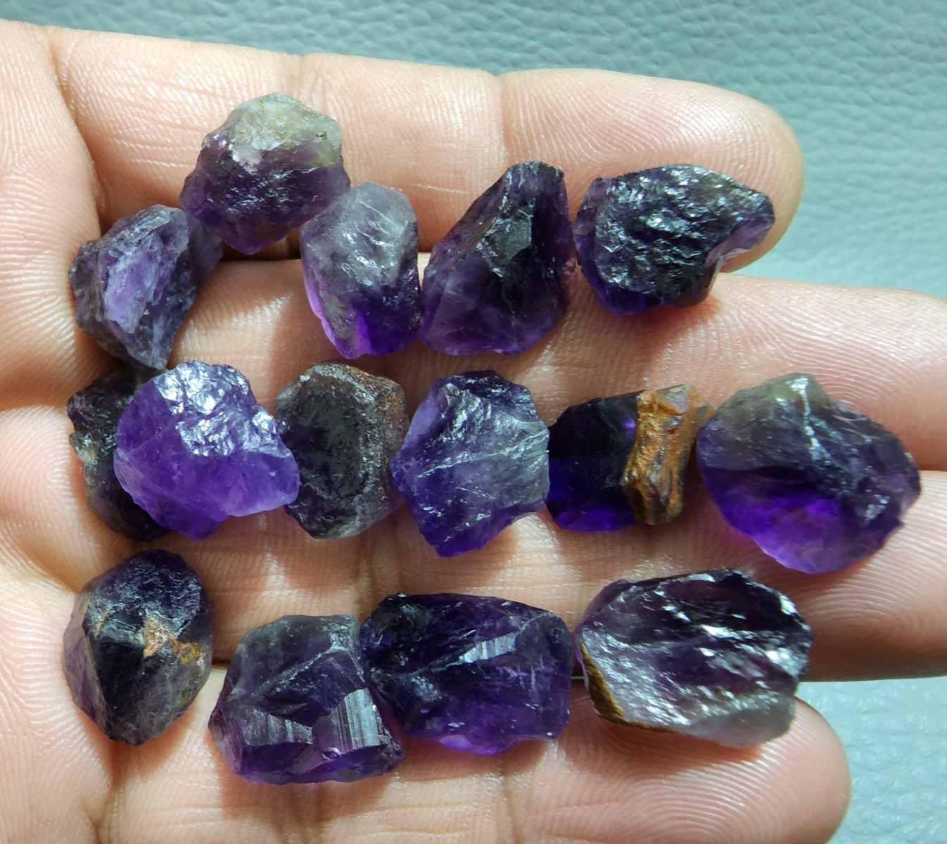 15 Pcs Gorgeous Purple Amethyst Rough Gemstone Crystal Rough Raw Size 13-17 MM