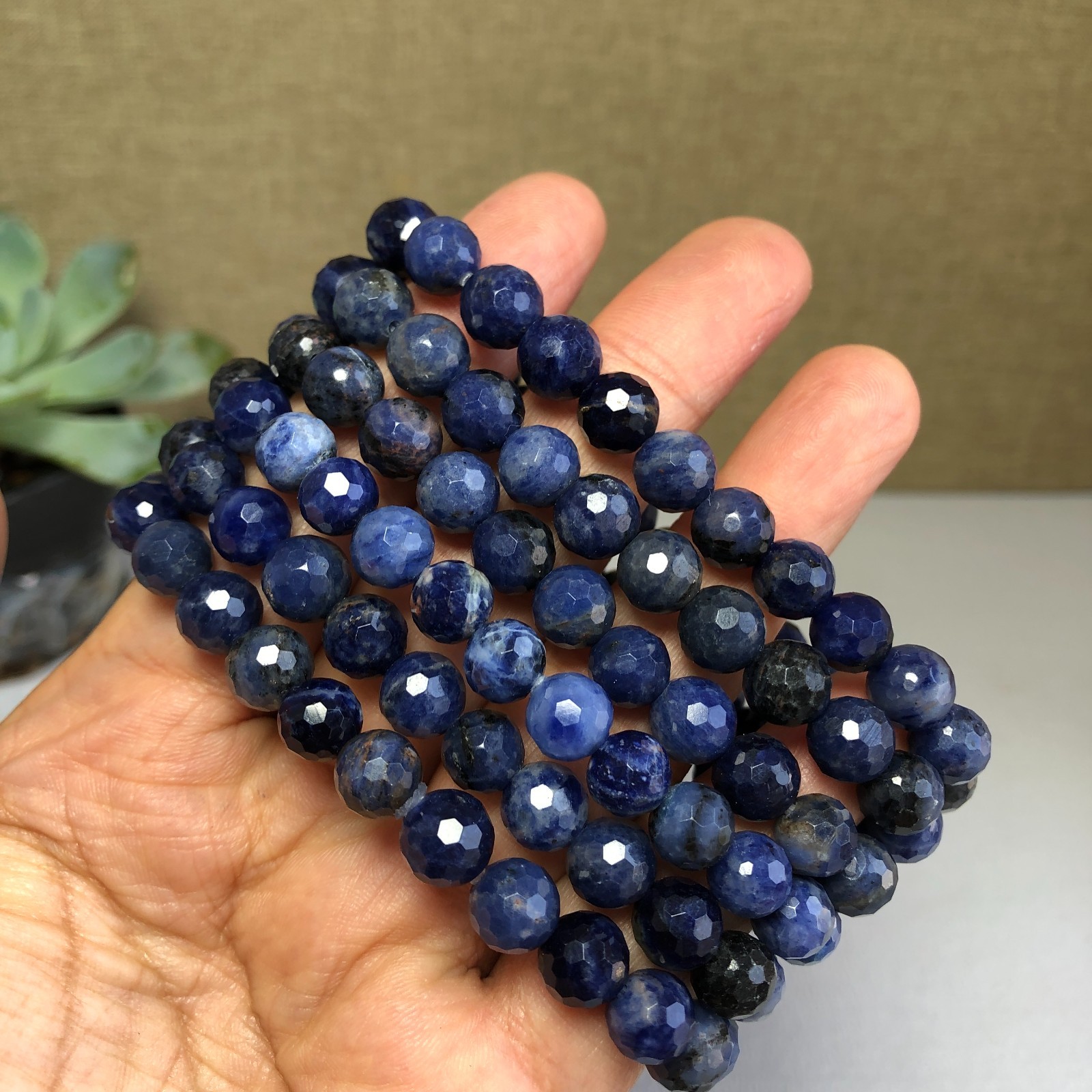 5Pcs Wholesal Natural sodalite agate bracelets Crystal ball sphere facet 8mm