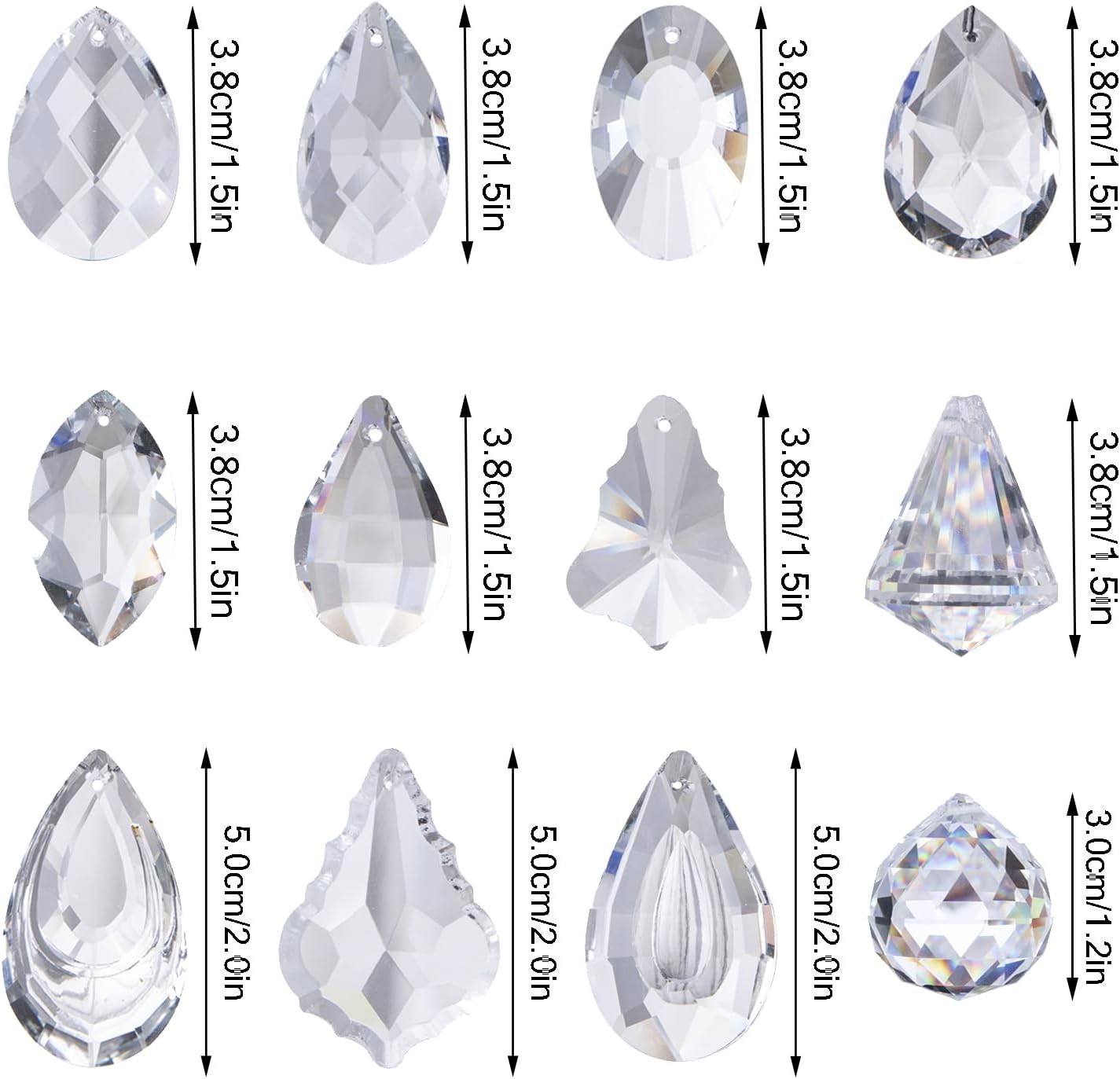 Multicolored Light Refraction Crystals – 12 Hanging Droplets for Any Occasion