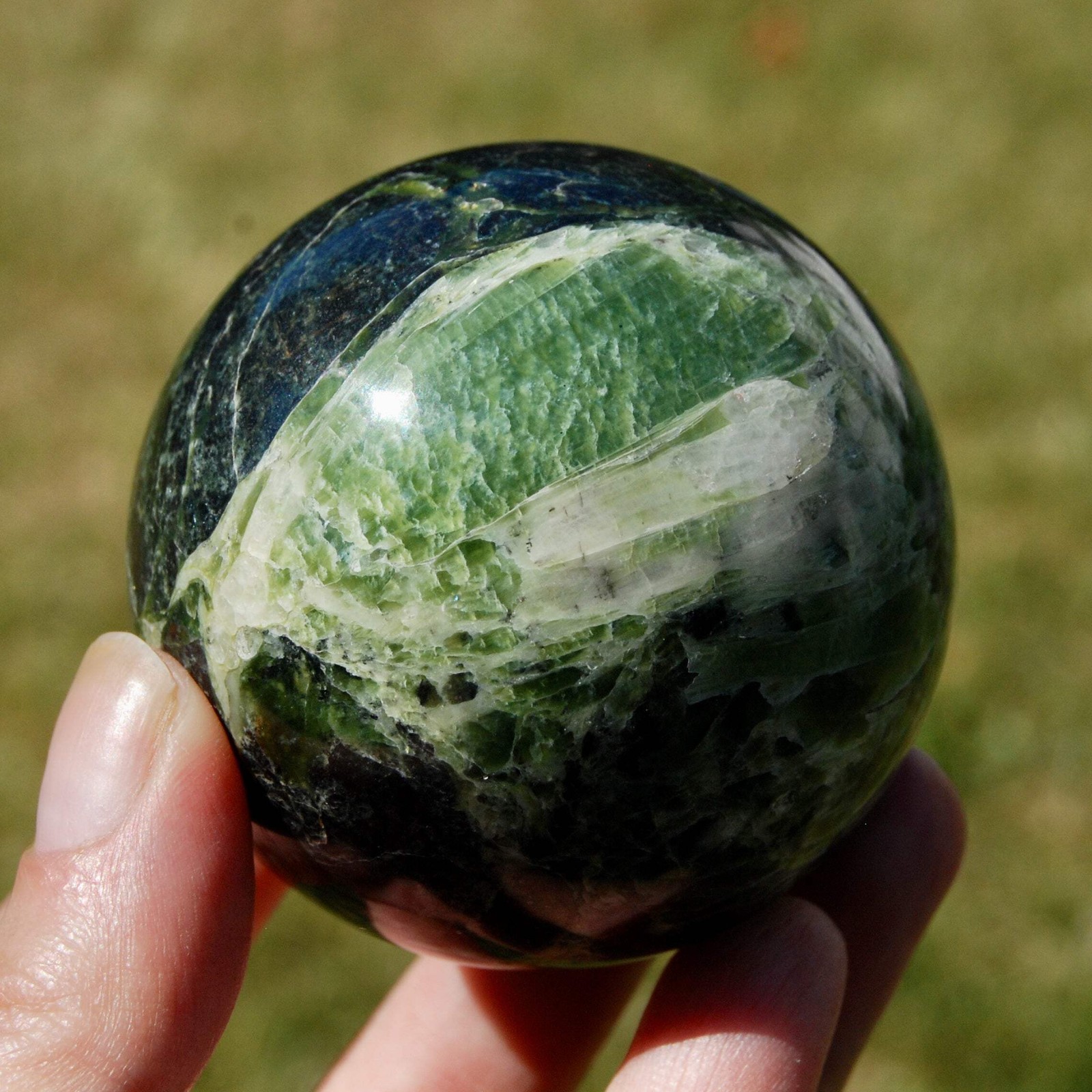 62mm Serpentine Crystal Sphere – 341g Stone of Transformation, Stability & Perso