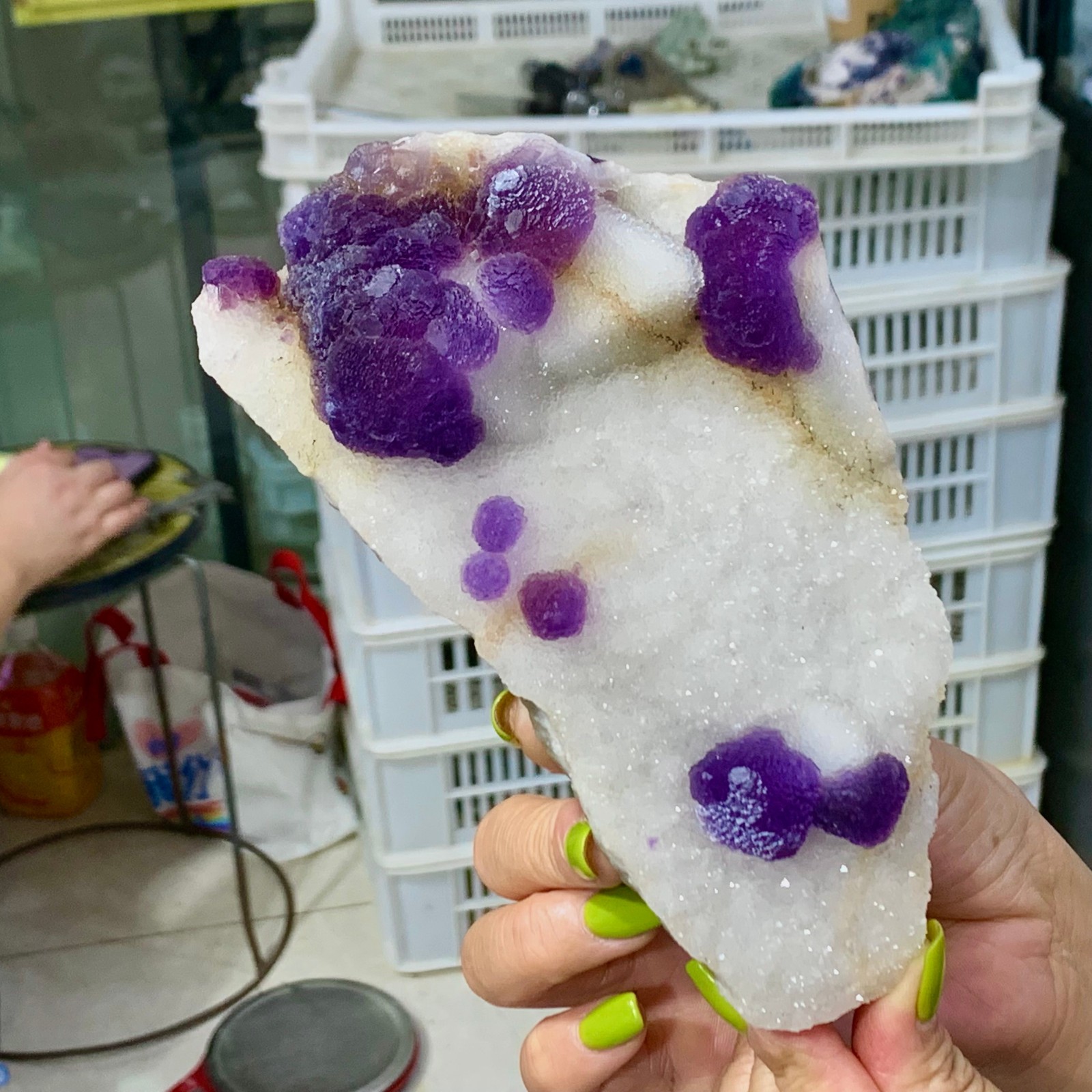 1.68LB Natural Purple fluorite spherical mineral crystal sample/Chengde, Hebei