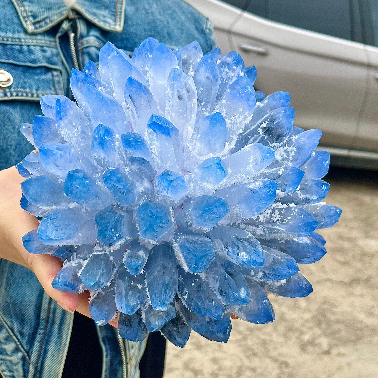 11.9LB eatiful blue Tibetan Ghost phantom Quartz Crystal Cluster Specimen
