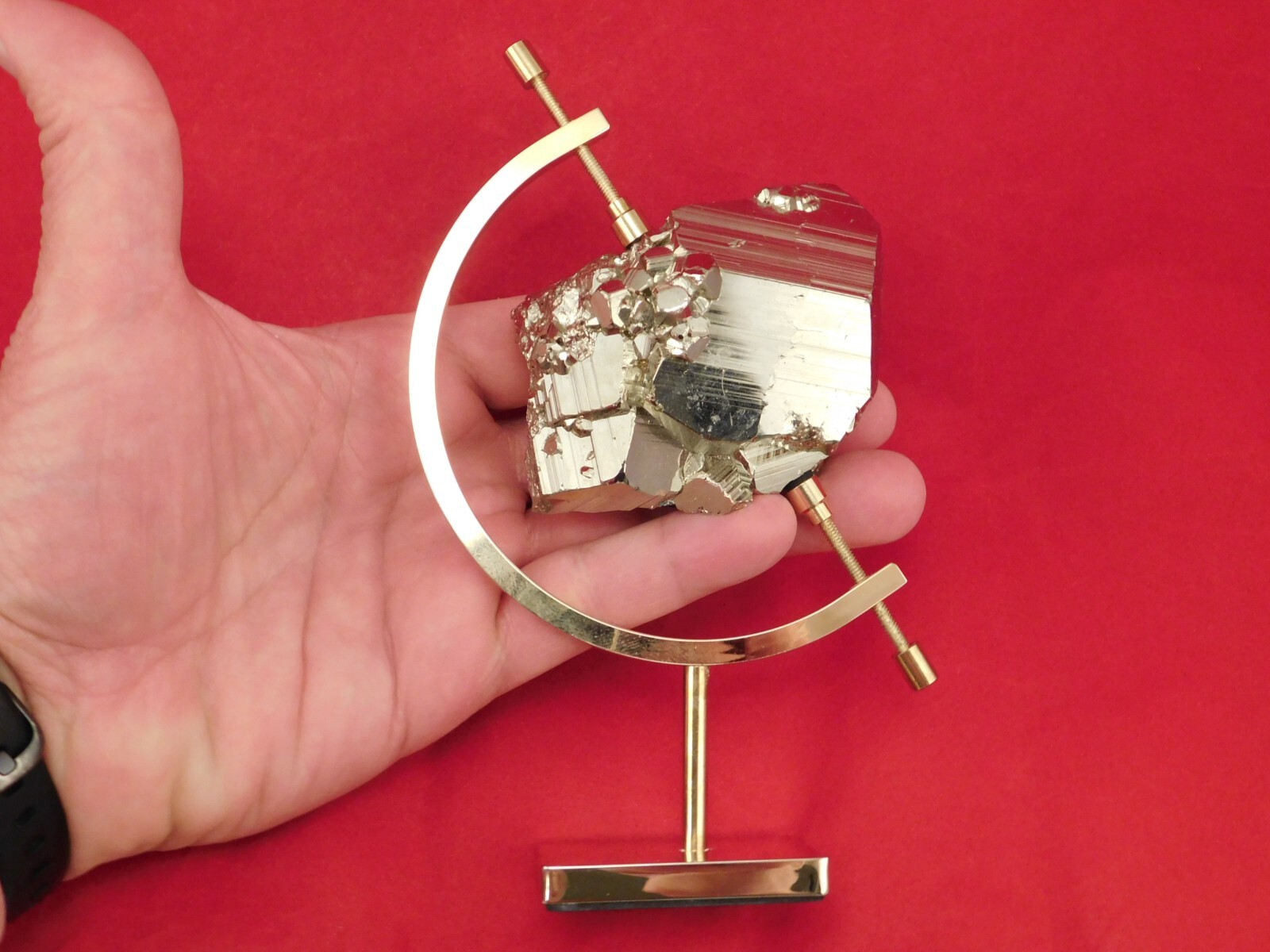 Display Stand Caliper Type Adjustable Large Size Brass/Gold Color