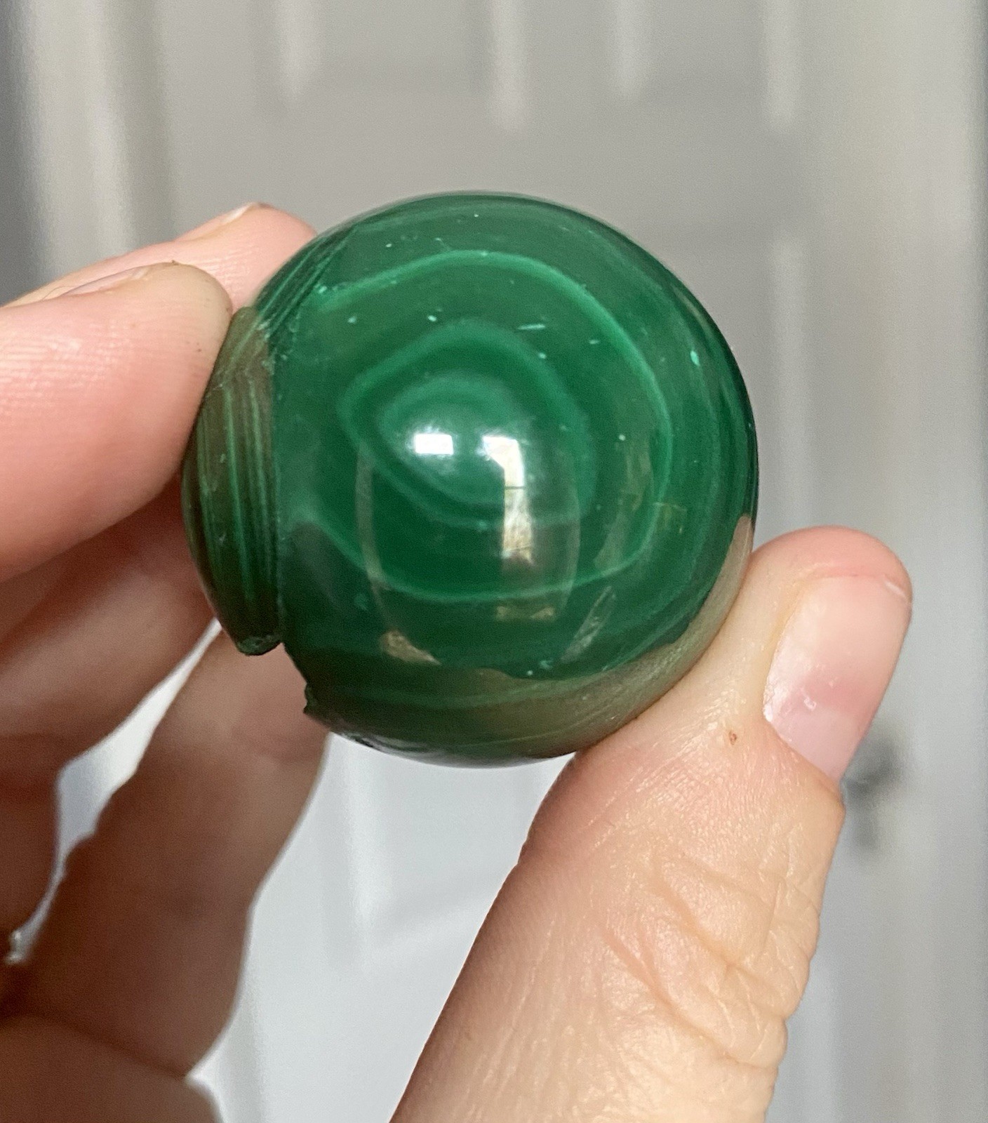 Crystal Malachite Sphere Green Banding pattern spiritual Heal Collect 3.5cm 89g