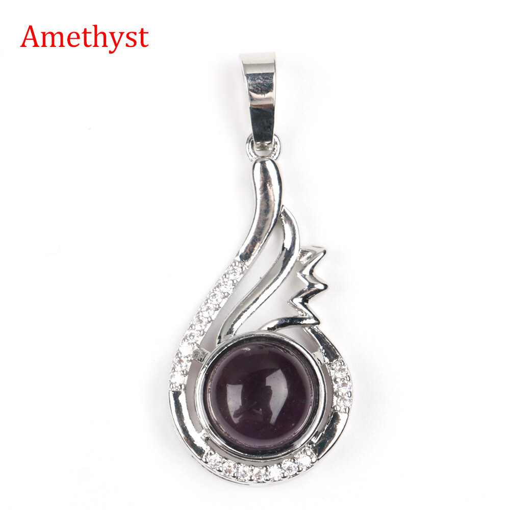 Natural Crystal Round Mini Bead Pendant Quartz Chakra Jewelry Healing Reiki Gift