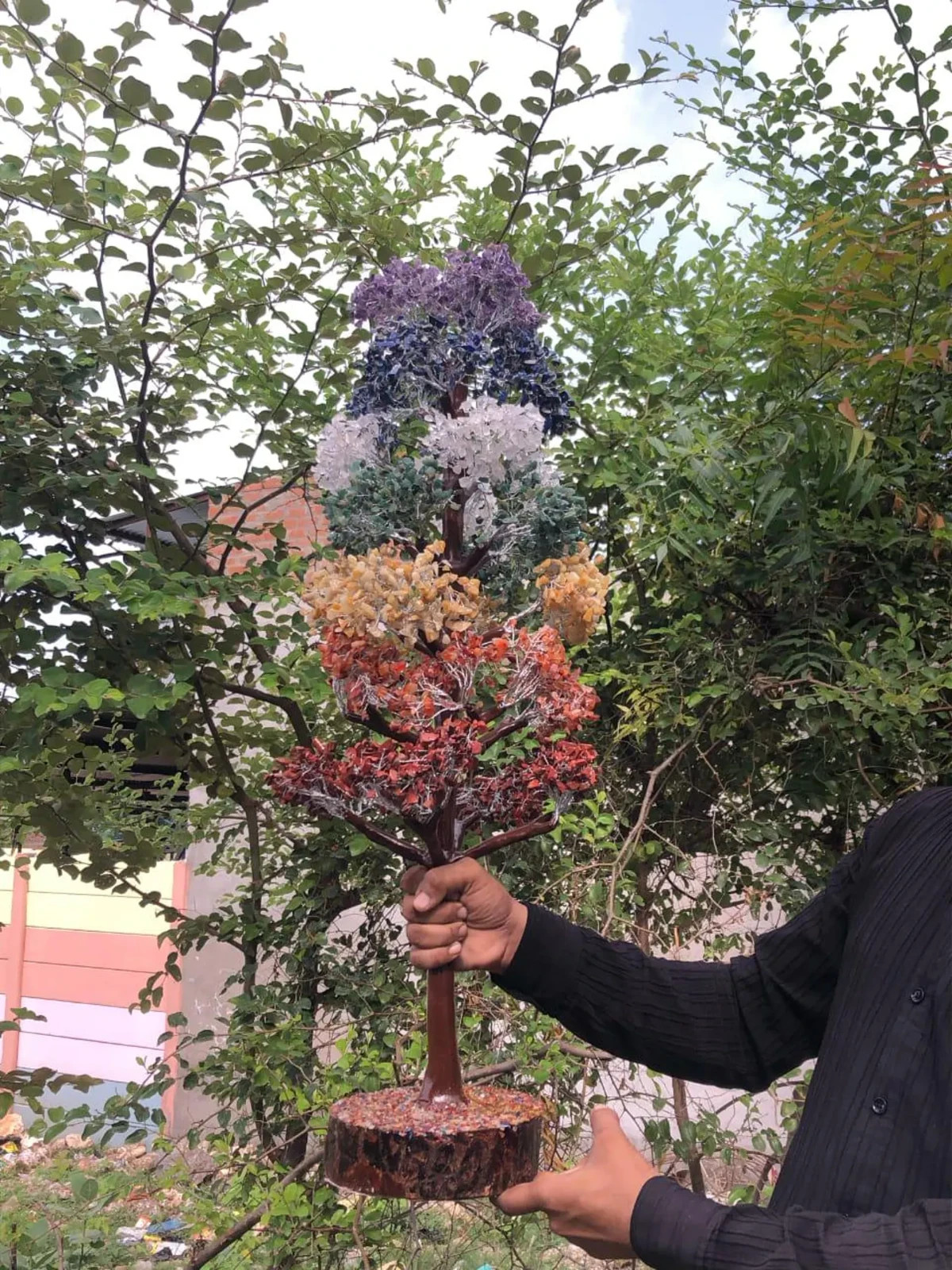 7 Chakra Crystal Tree – 5000 Natural Stone Chips | Handmade Gemstone Bonsai Tree