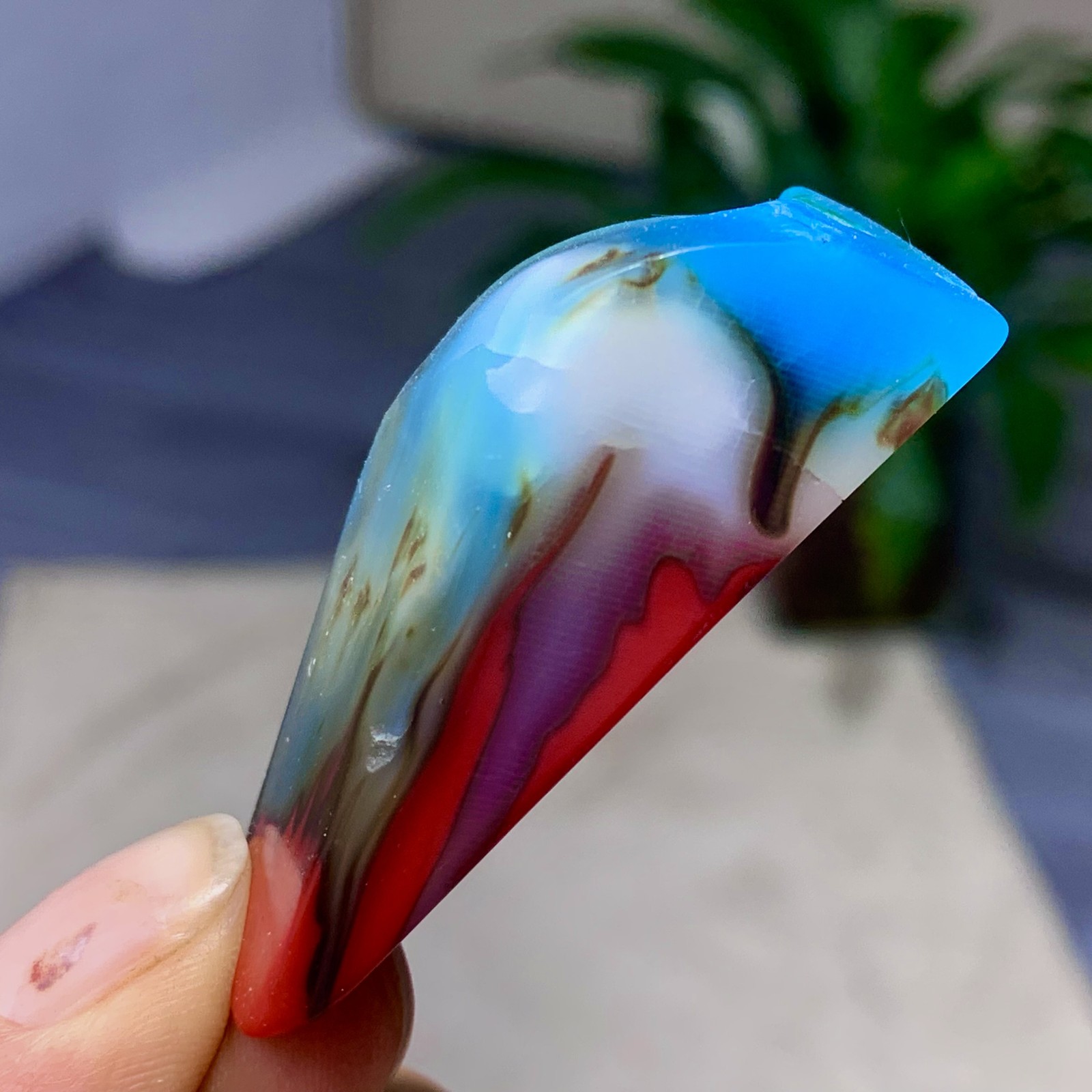 27G Natural NanHong Agate block multicolored Pattern Cabochon mineral Crystal