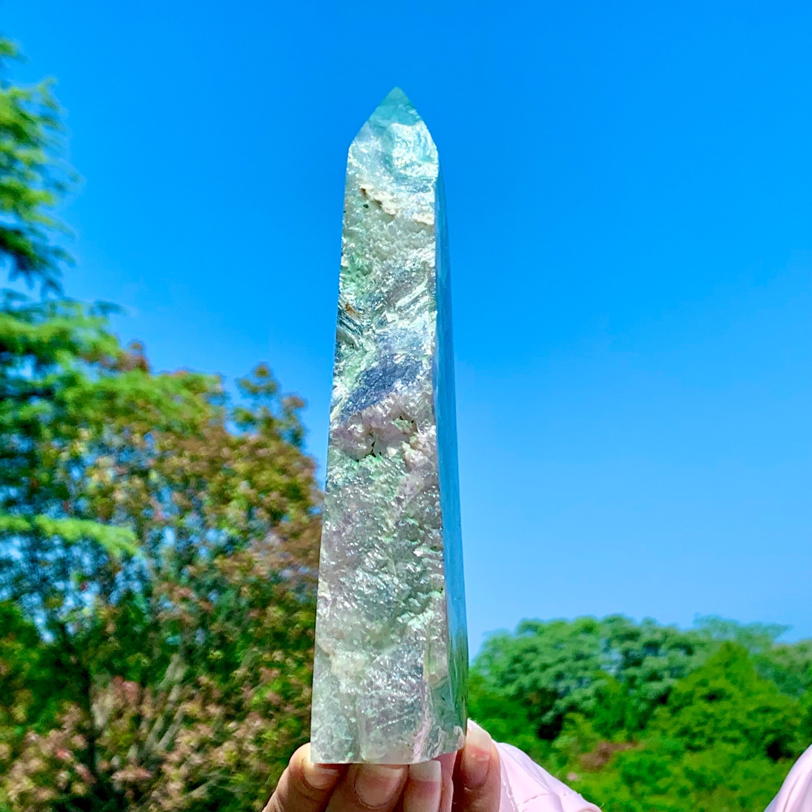1.92LB Rare Natural Fluorite Quartz Crystal Freeform Mineral Specimen Healing