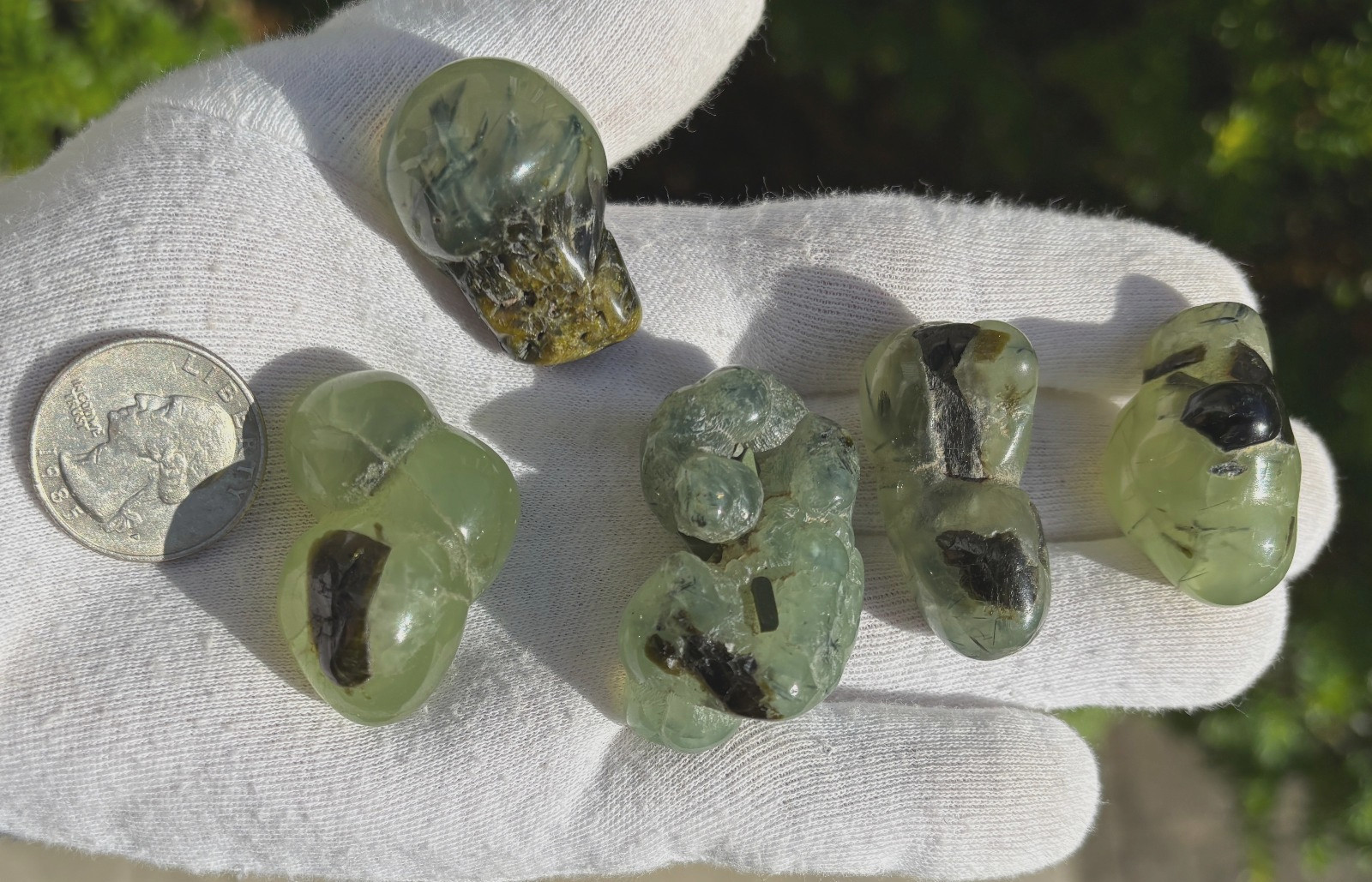 USA SALE 120g LOT 5 PREHNITE & EPIDOTE BOTRYOIDAL TUMBLES TUMBLE STONE STONES