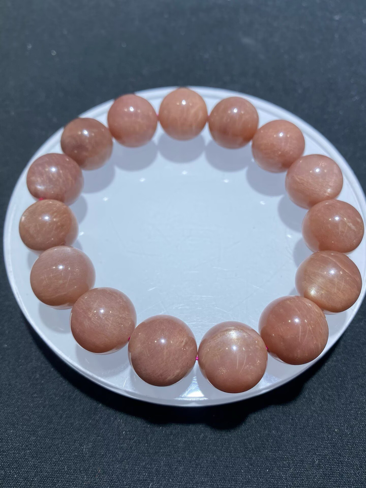17mm Natural Sunstone bead Bracelet Reiki Crystal Quartz Healing Decorate 1pc