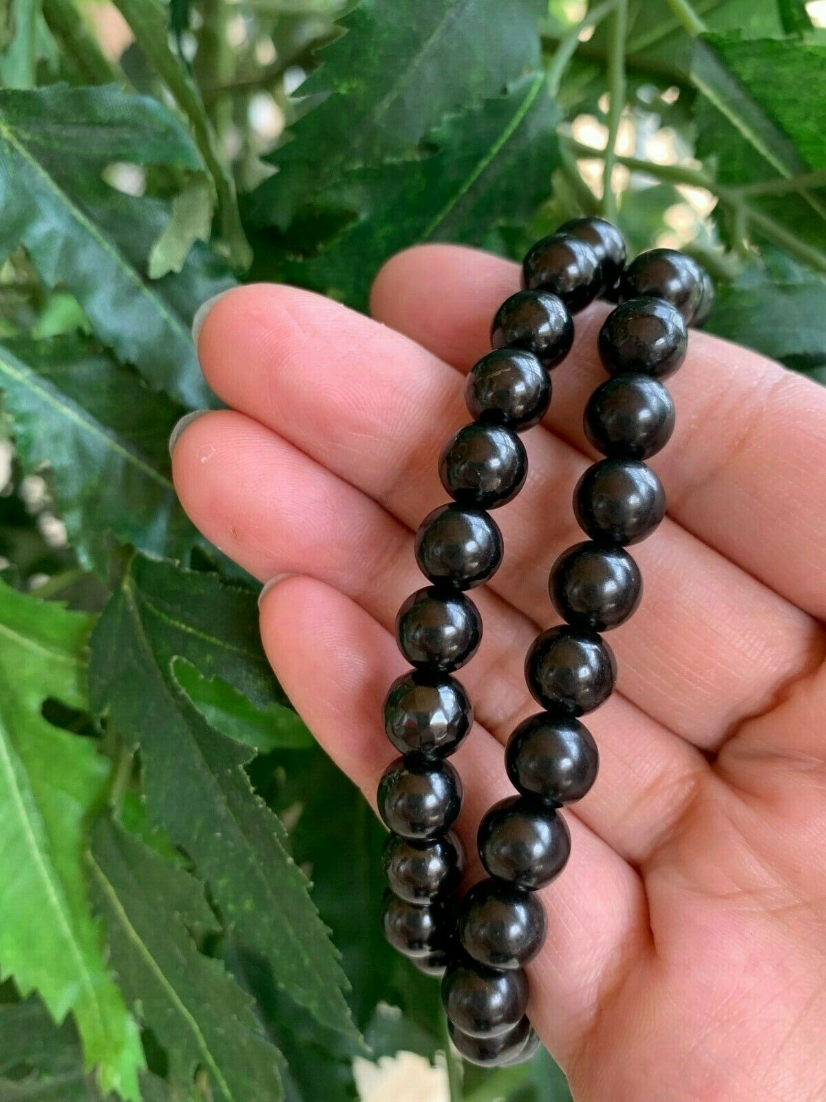 8mm Shungite Bracelet, Shungite Beads, Stretch Bracelet,Radiation EMF Protection