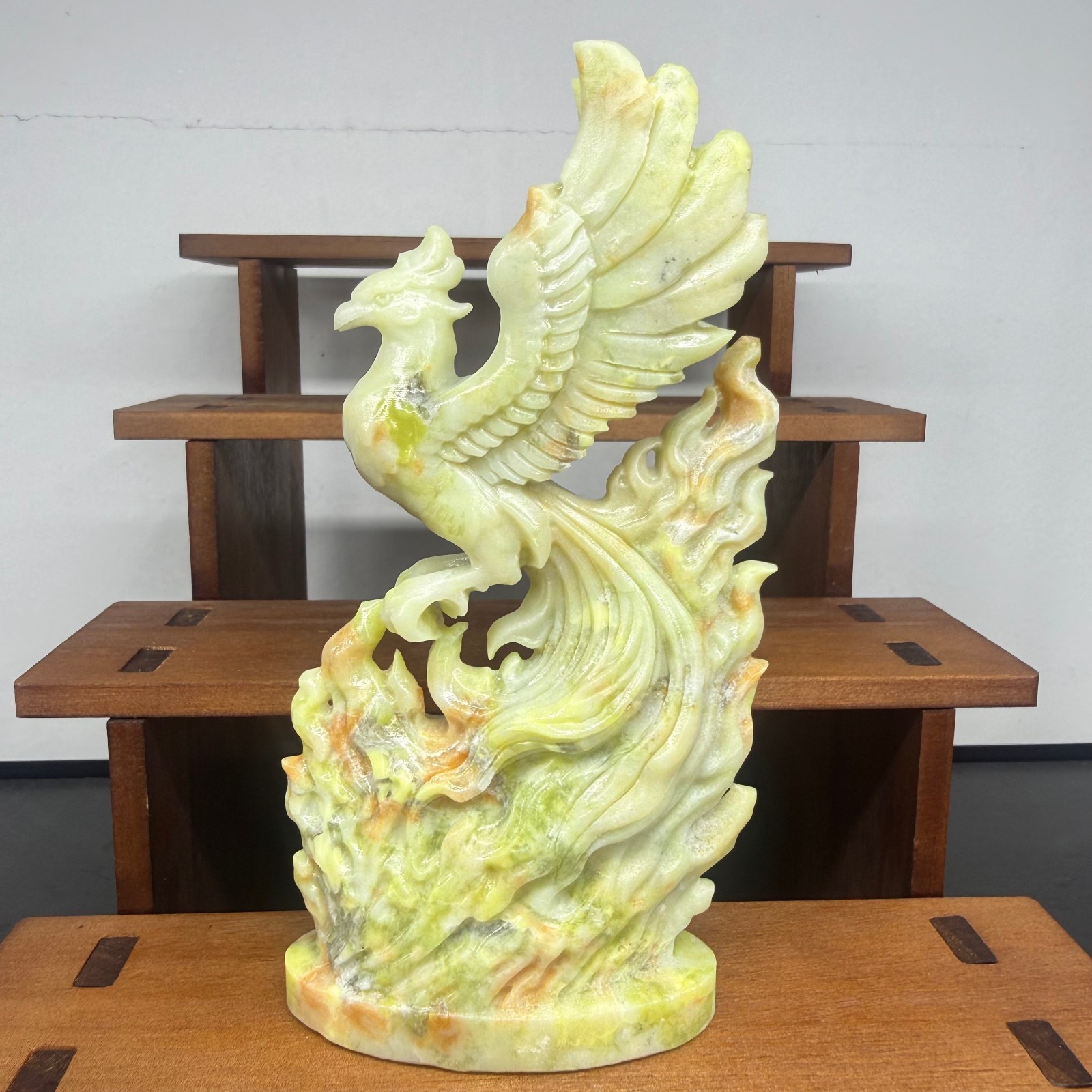 5.8″ Natural GreenjadeQuartz hand carved Phoenix skull Crystal reiki healing 1pc