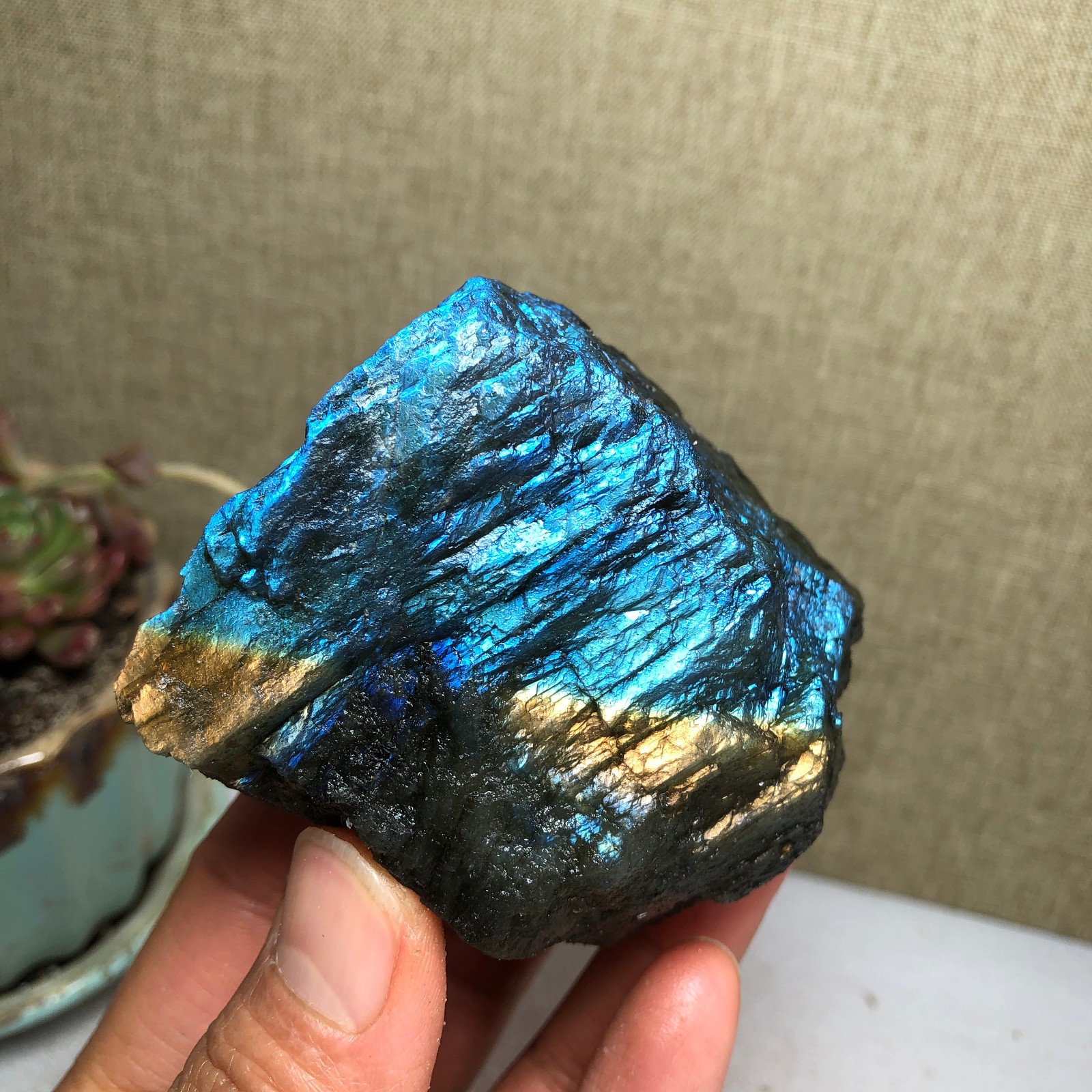 68mm Natural Labradorite Crystal gemstone rough original Specimen 239g A3459