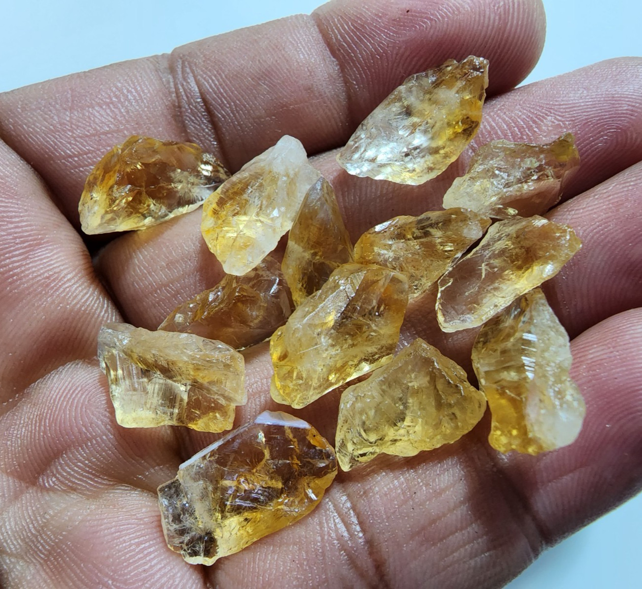 13 Pcs Attractive A+ Golden Citrine Rough Gemstone Crystal Citrine Size 14-18 MM