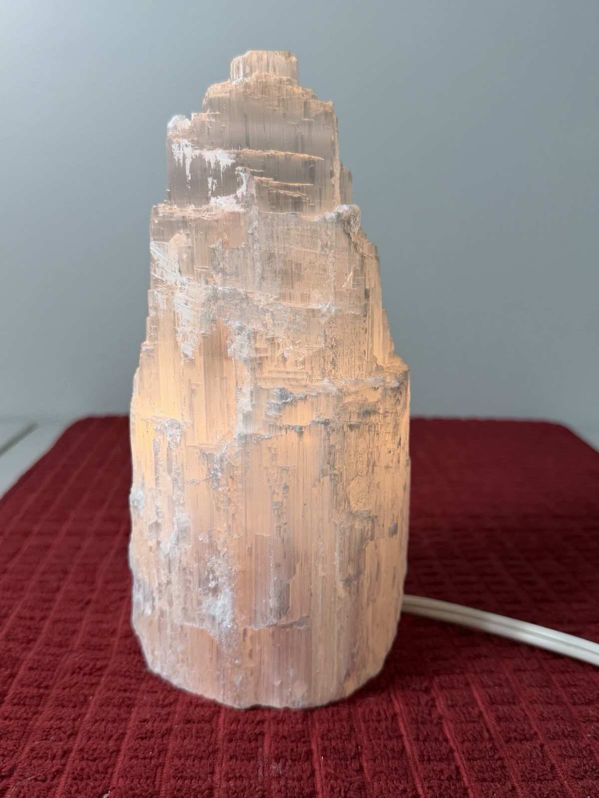 Selenite Crystal Tower Lamp Tower Skyscraper Healing Light 8.5” Tall
