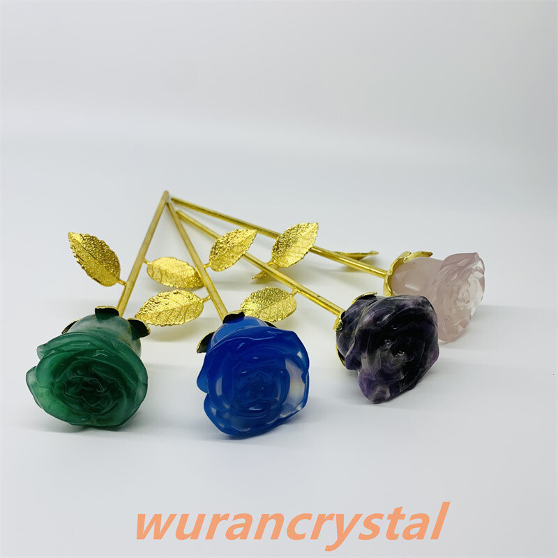 Mix Natural quartz crystal rose point carved vase bedroom Reiki healing gift