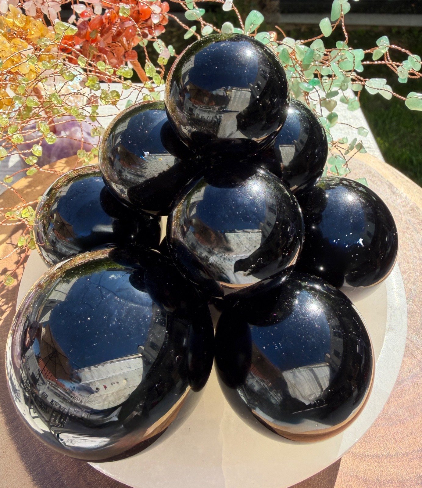 Wholesale Lot 3 lbs 10-12Pcs Natural Black Obsidian Sphere Crystal Ball Healing