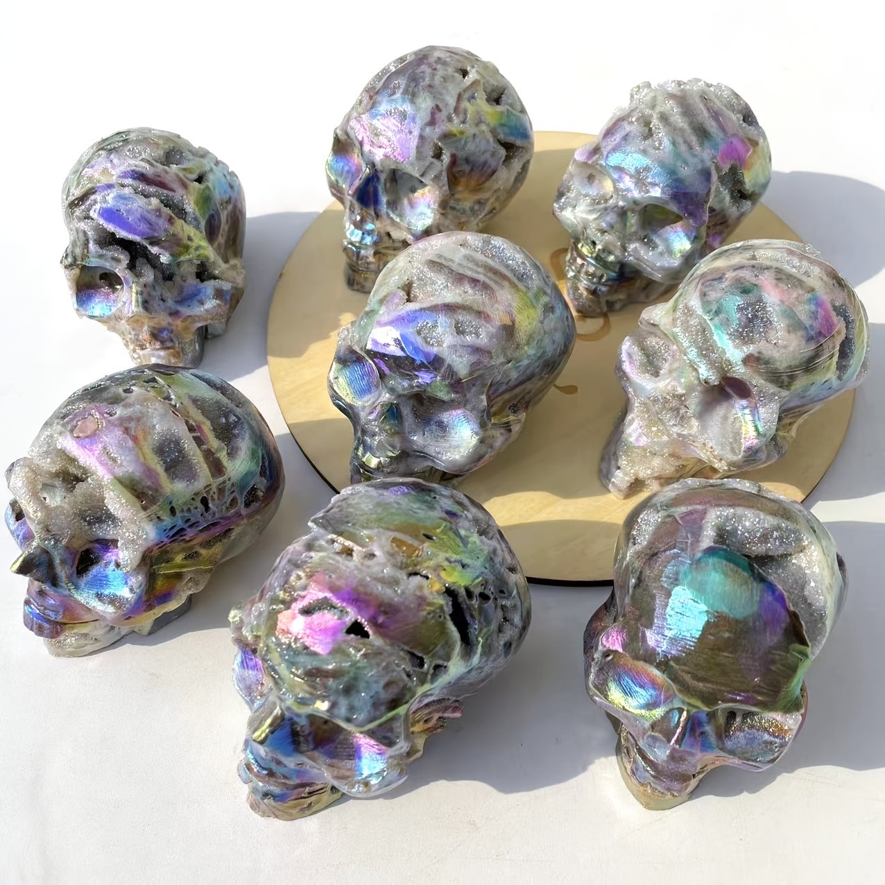 Large Aura Sphalerite Geode Skull Crystal Quartz Healing Decor Gift Random