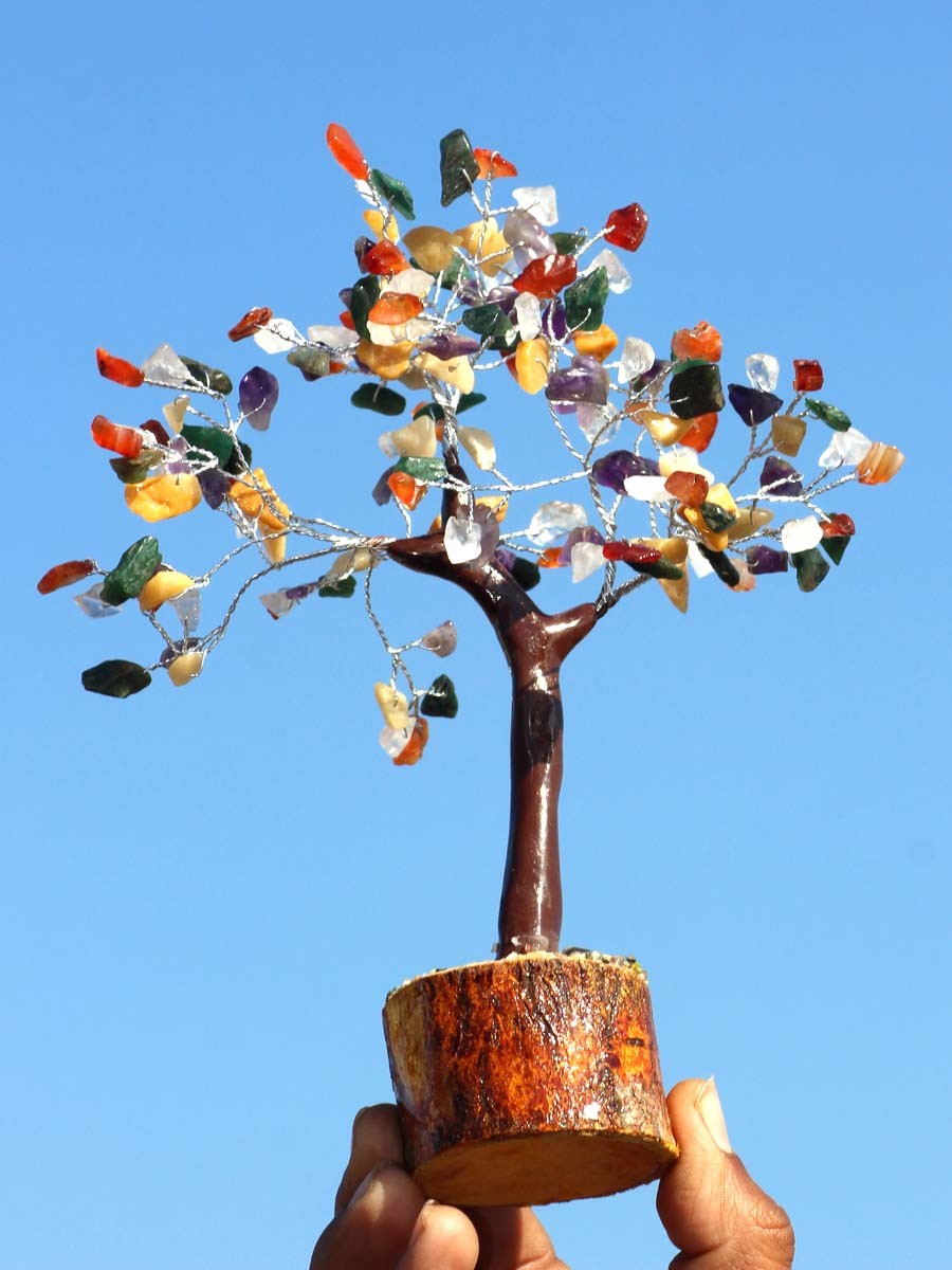150+ Mix Carnelian+Amethyst+Crystal Gemstones Silver Branches Tree 8-9.5″ JW