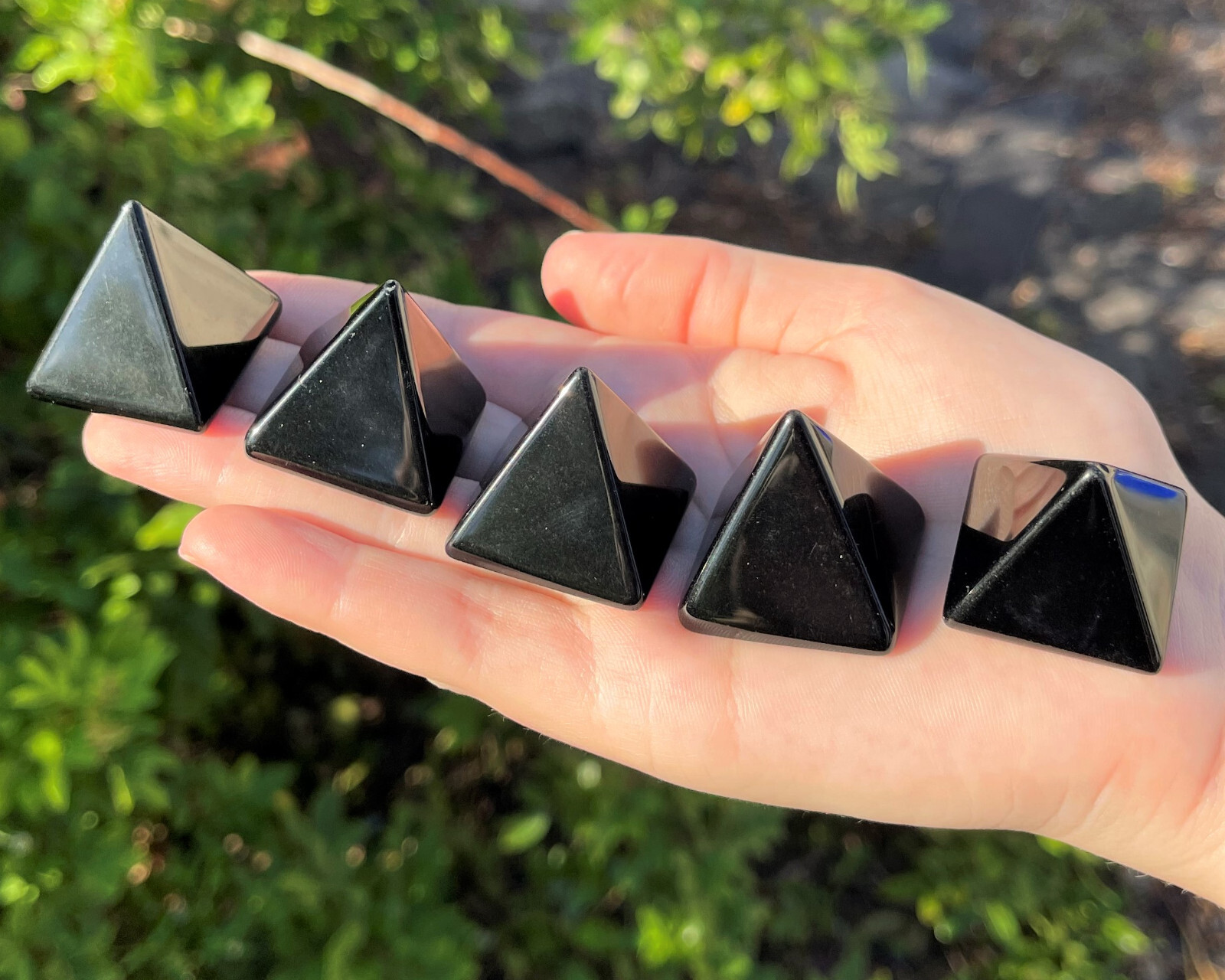 Black Obsidian Crystal Pyramid, Medium 1″ – 1.25″ Crystal Specimen (US Seller)