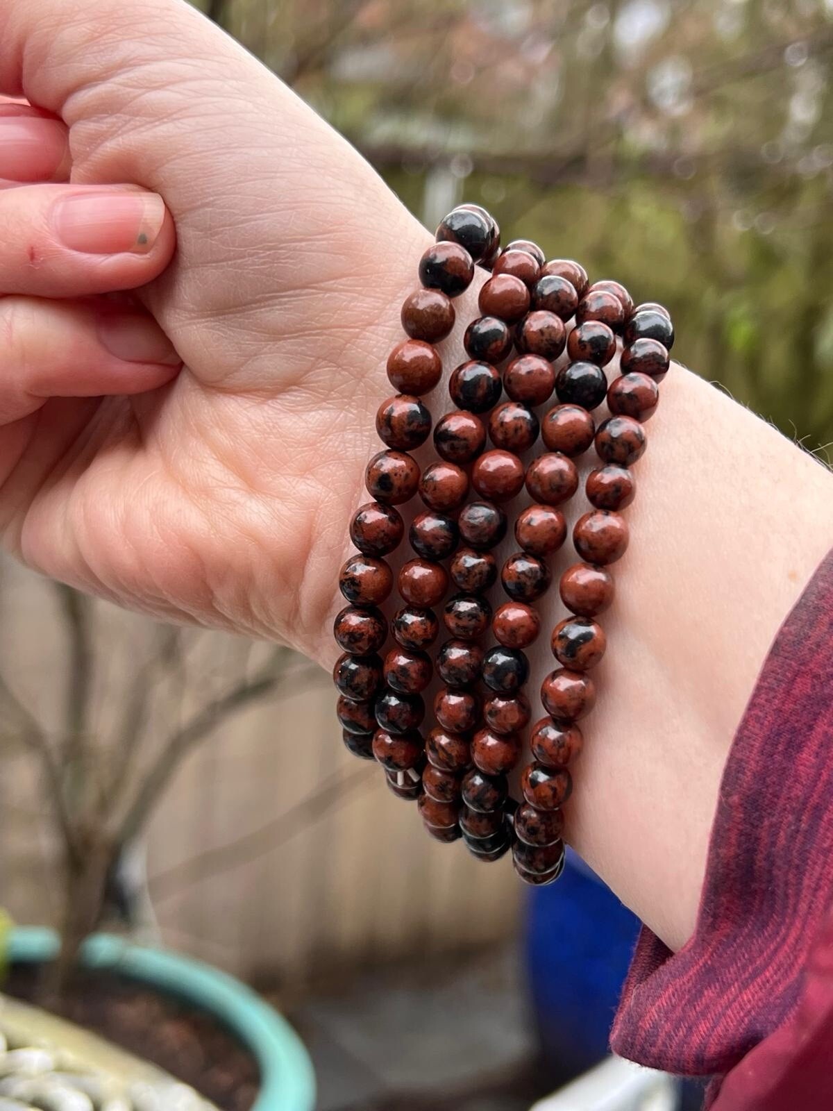 Mahogany Obsidian Crystal Beaded Bracelet 6mm AAA+