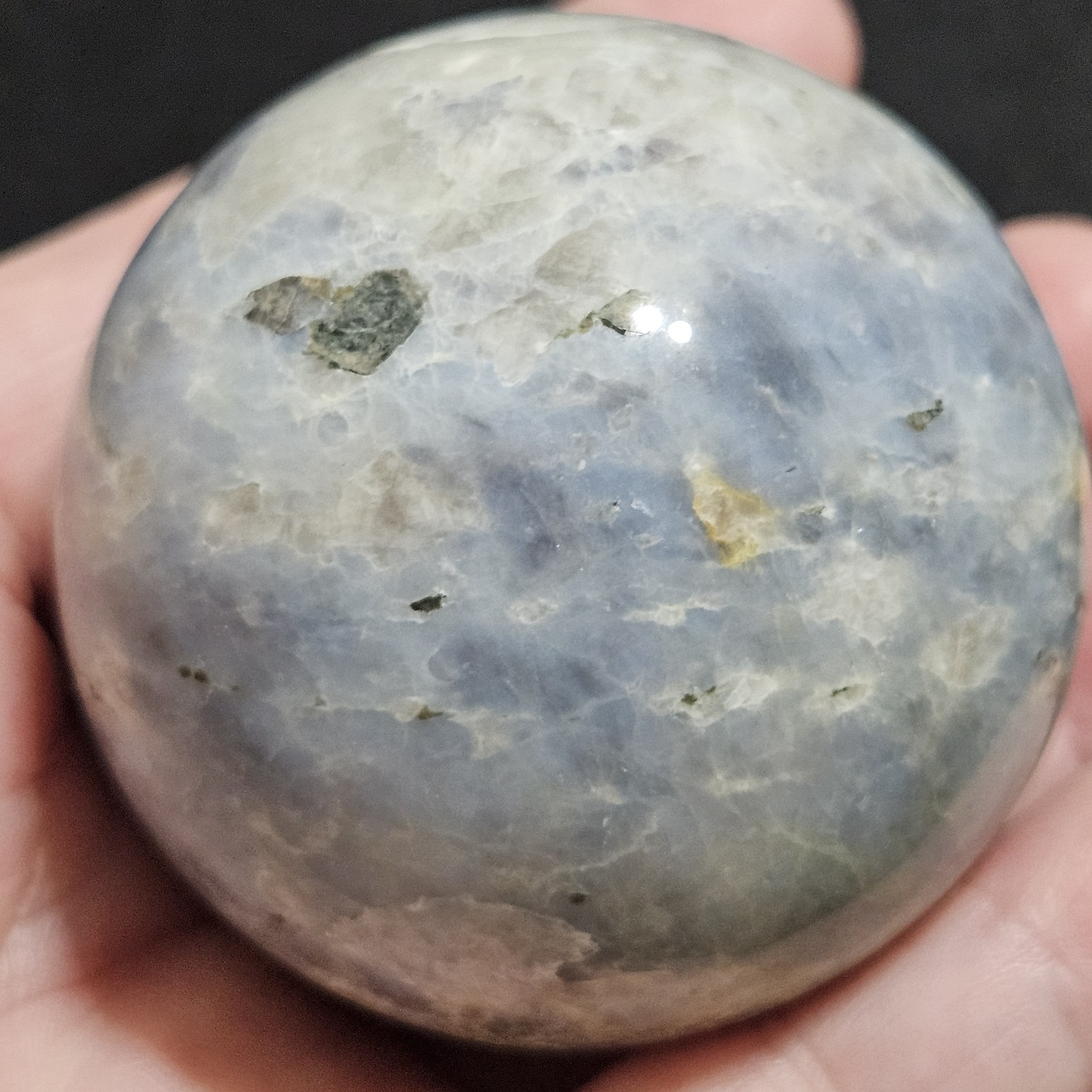 Natural Blue Calcite, Caribbean Calcite Crystal Mineral Sphere Crystal Ball 205g