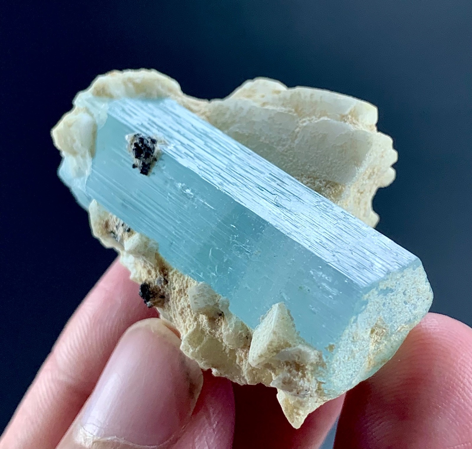 Aquamarine Crystal With Feldspar From Pakistan 125 Carat