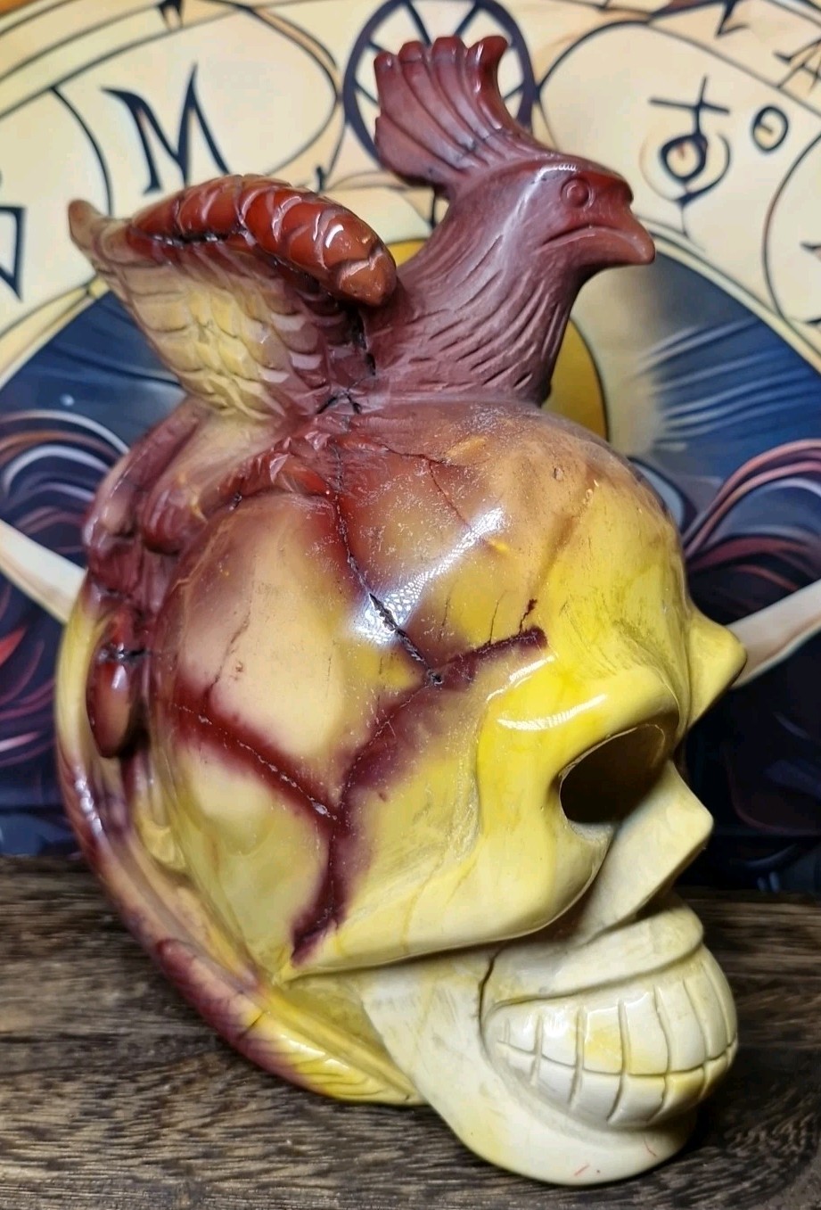 Mookaite Crystal Phoenix Skull – Big Hand Carved 2.46kg Statement Piece