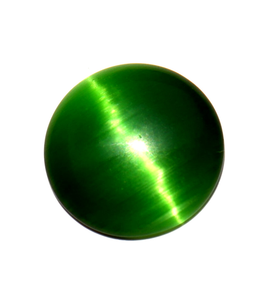 Cats Eye 10.90 Ct Cabochon Certified Chrysoberyl Round Cut Green Loose Gemstone