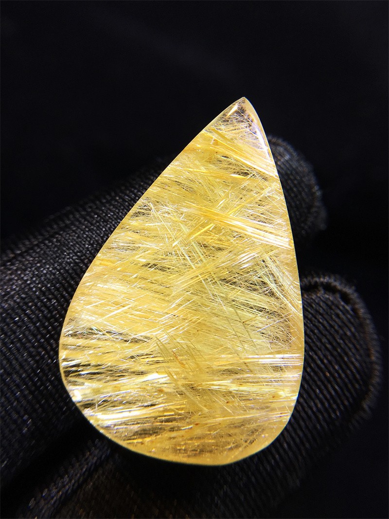 29.5*19.2*6.3mm A+ Natural Titanium Crystal Gold Rutilated Quartz Pendant 4.5g